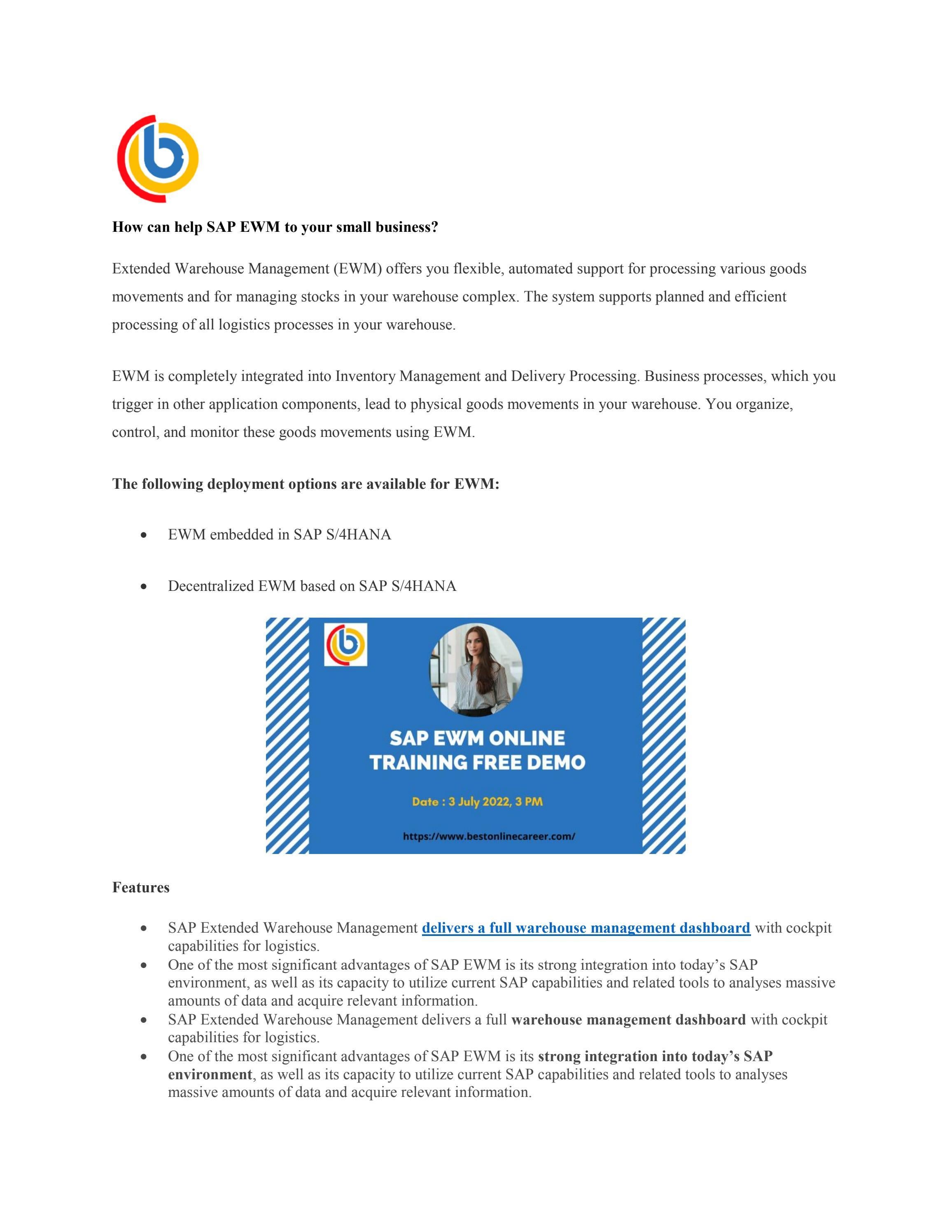 SAP EWM Online Training By Shruti allentics Issuu