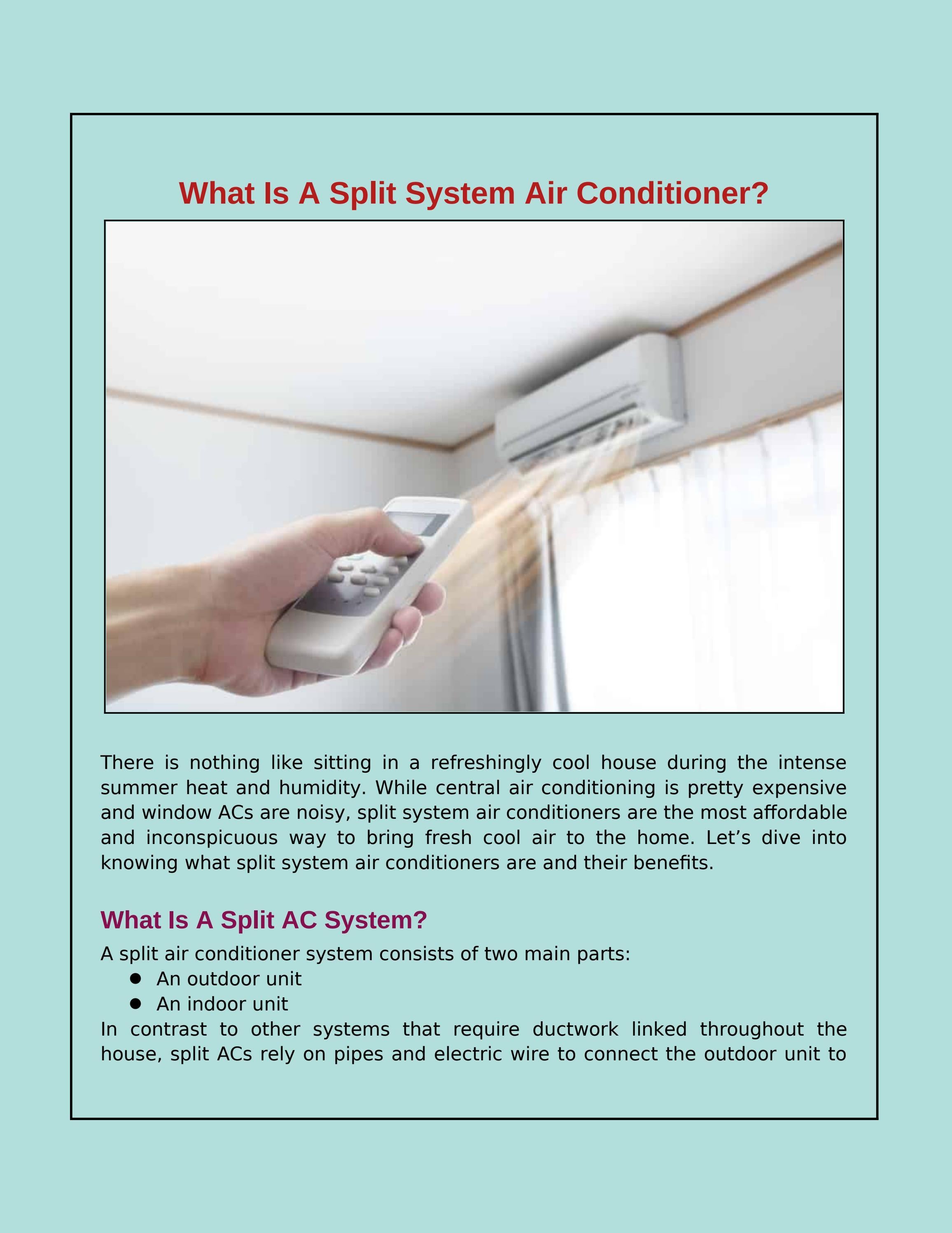 Things You Need To Know About Split System Air Conditioners by Heald