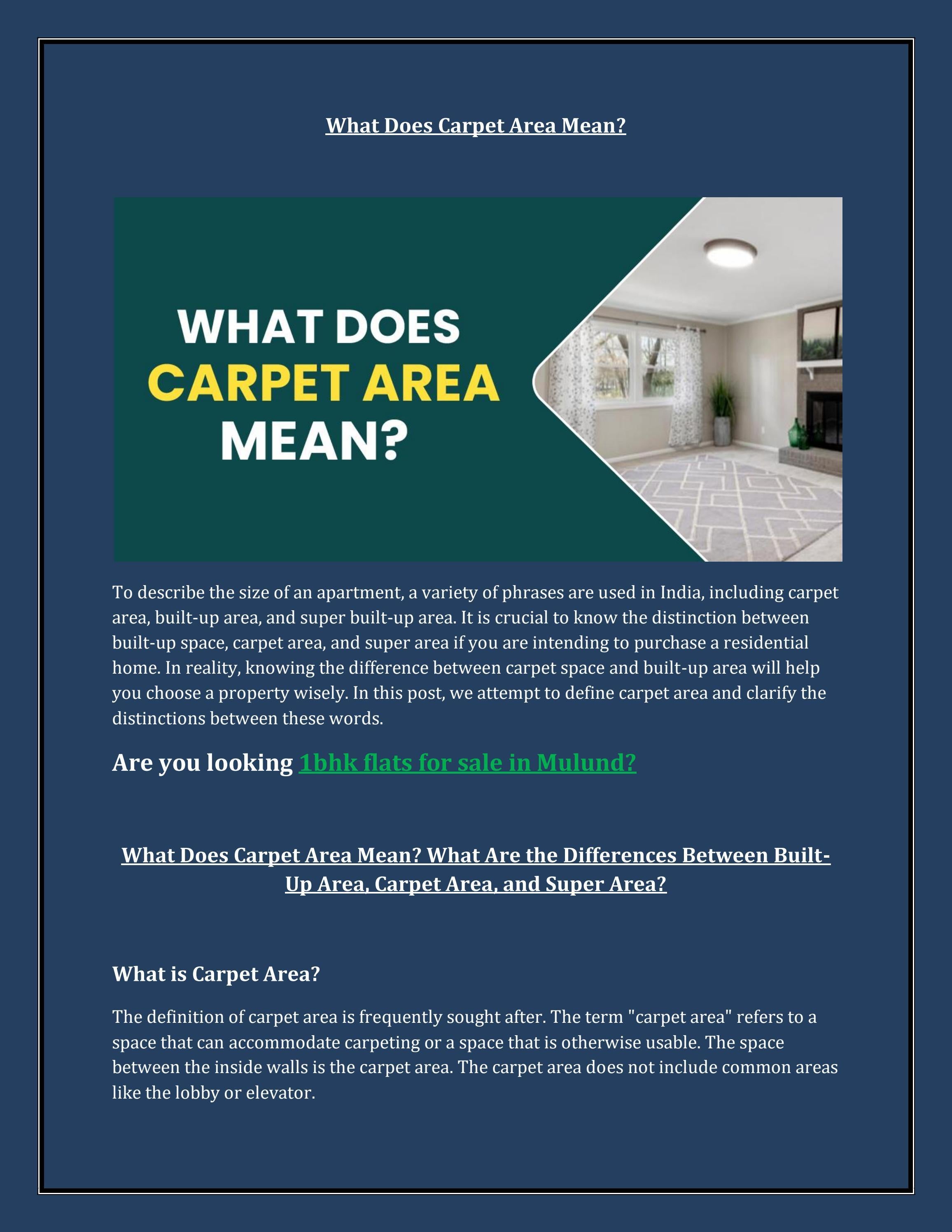What Does Carpet Area Mean? by yamuna navimumbaihouses Issuu