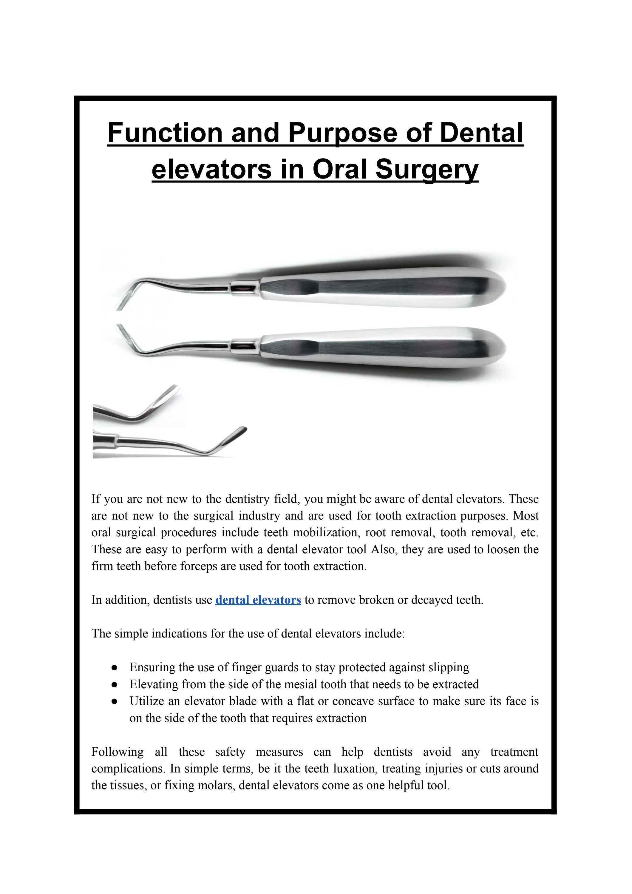 Function & Purpose of Dental Elevators in Oral Surgery by TBS Dental