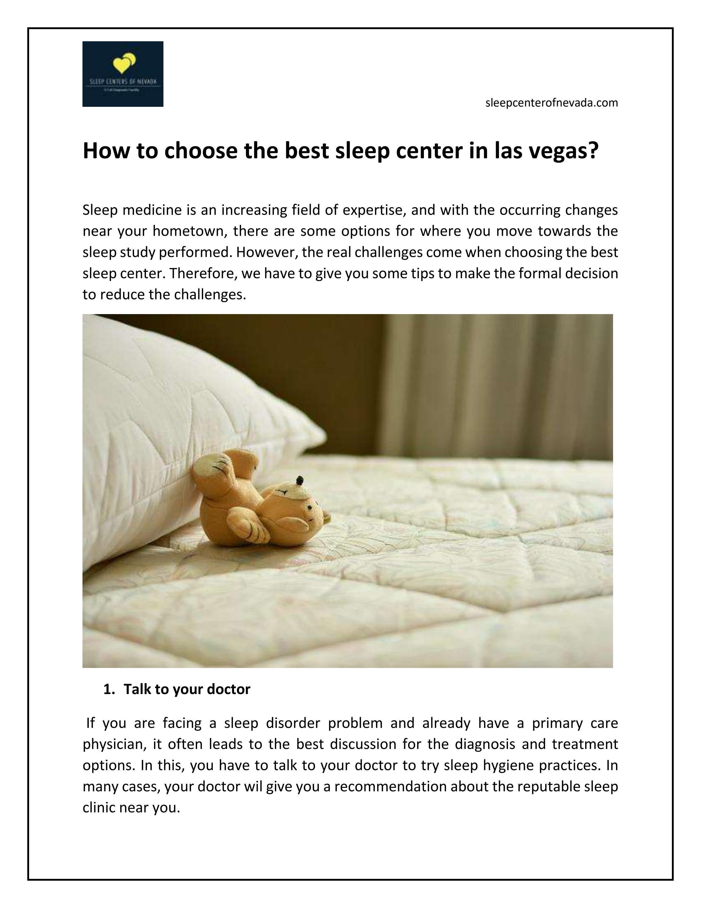 How to choose the best sleep center in las vegas? by