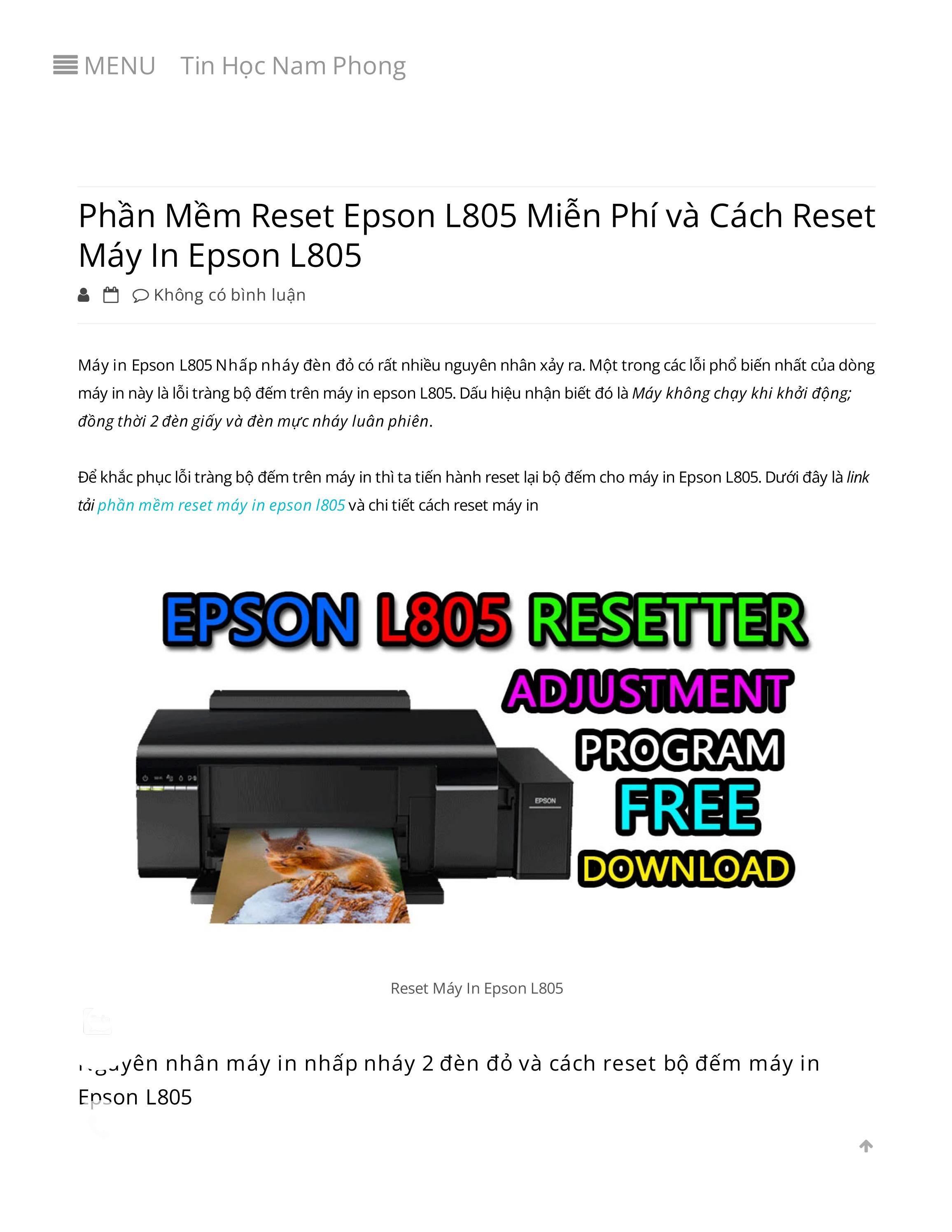 Reset Epson L805 Red Light Blikin Waste Ink Pad Counter Reset Epson