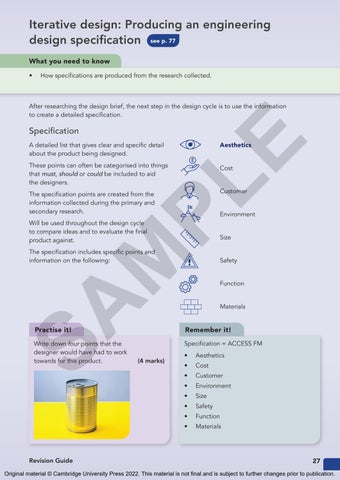 Cambridge Nationals Engineering Design Revision Guide Sample by ...