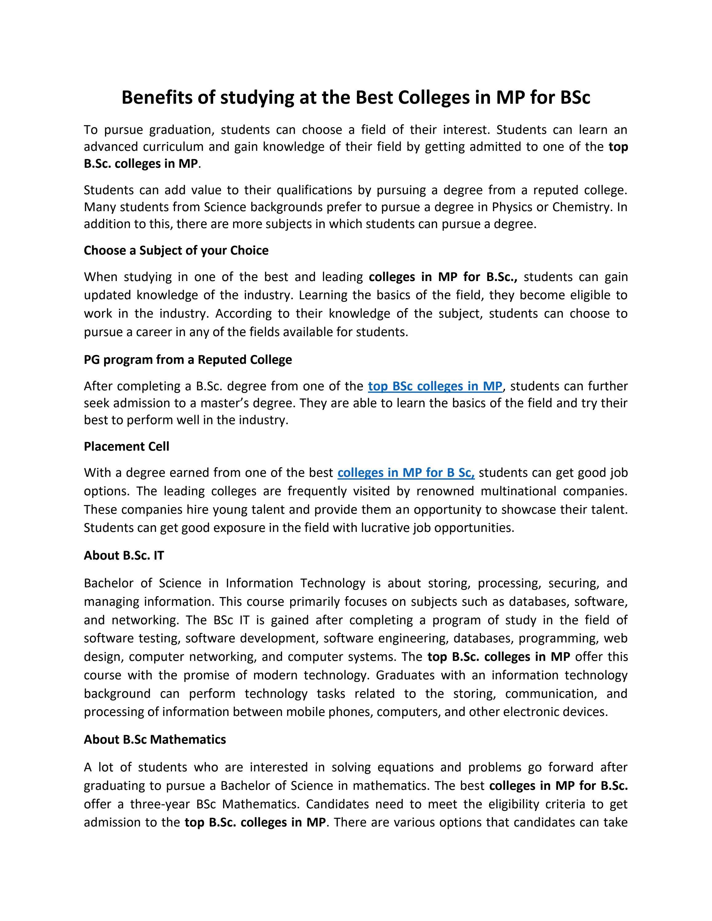 Benefits of studying at the Best Colleges in MP for BSc by Amity