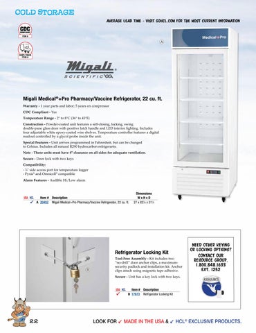 Health Care Logistics 家具目录 · Cold 收纳 Solutions 第 22 页