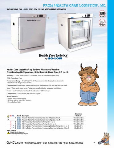 Health Care Logistics 家具目录 · Cold 收纳 Solutions 第 7 页