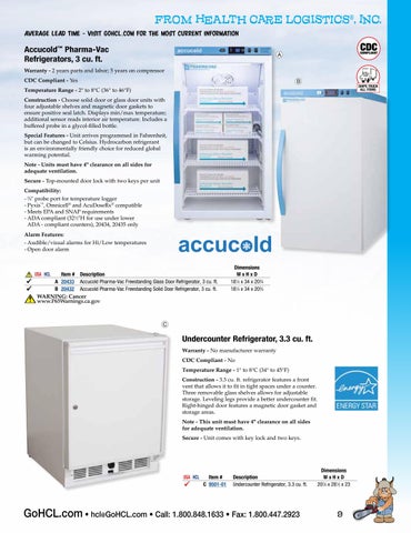 Health Care Logistics 家具目录 · Cold 收纳 Solutions 第 9 页