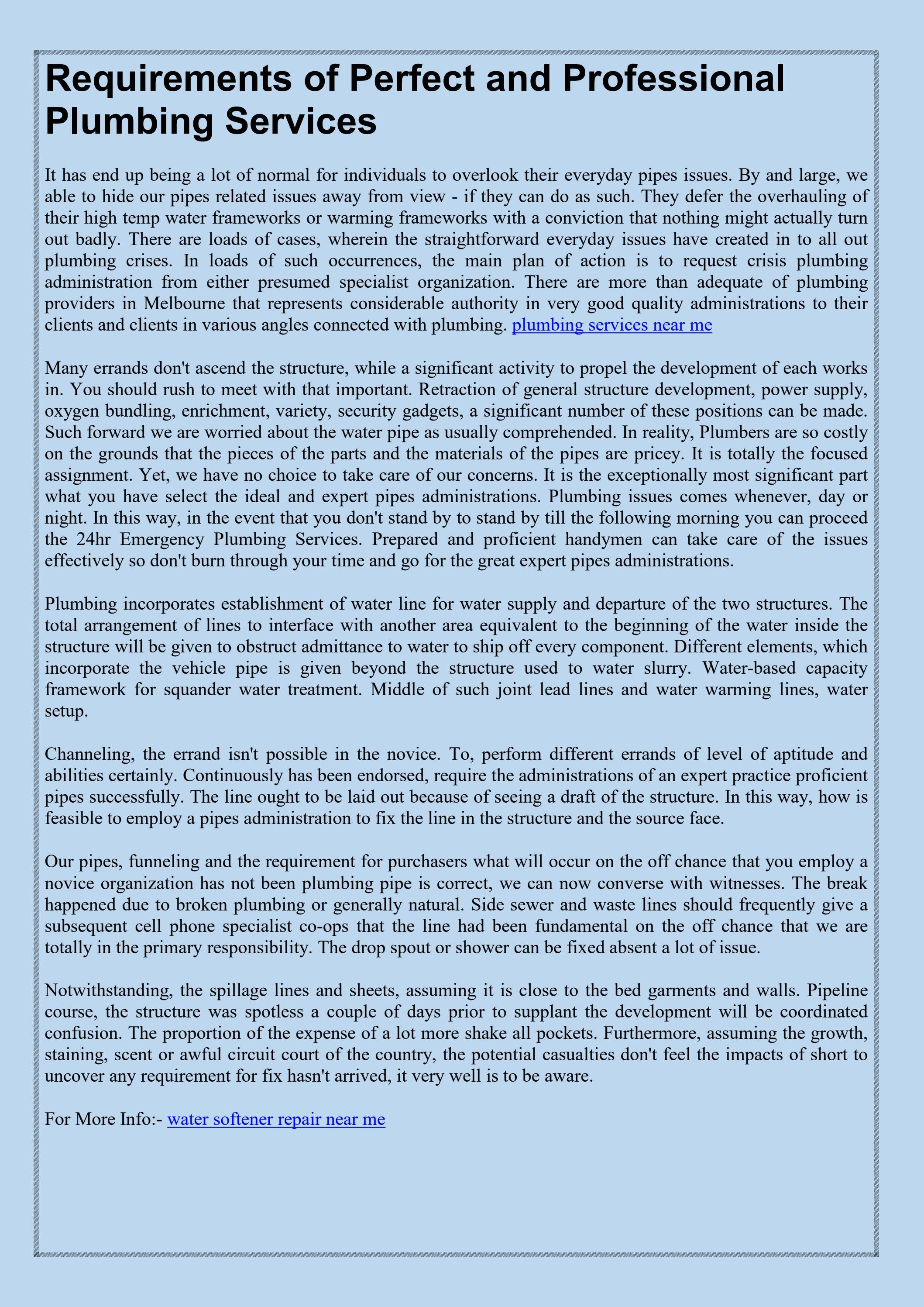 Requirements of Perfect and Professional Plumbing Services by Saint