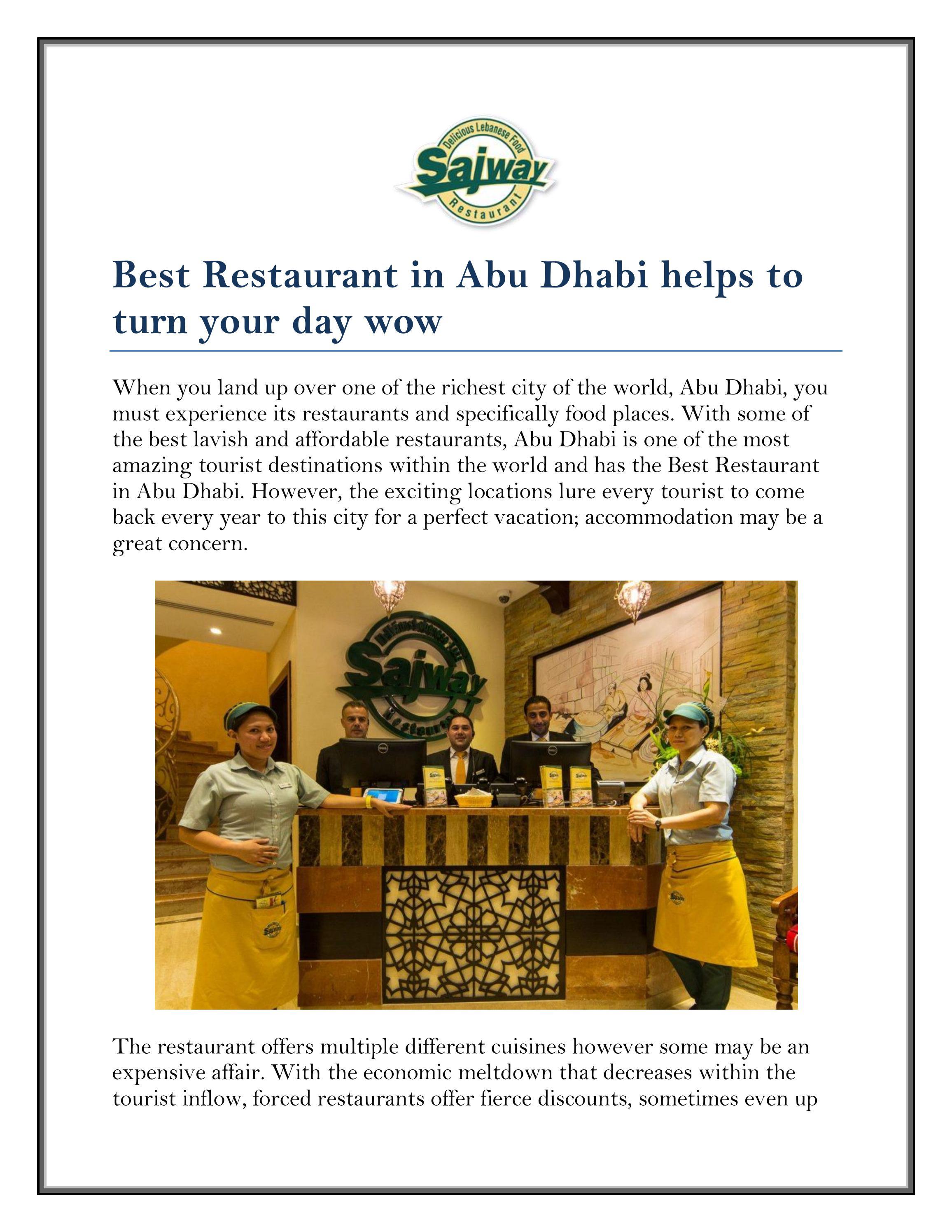 Best Restaurant in Abu Dhabi helps to turn your da