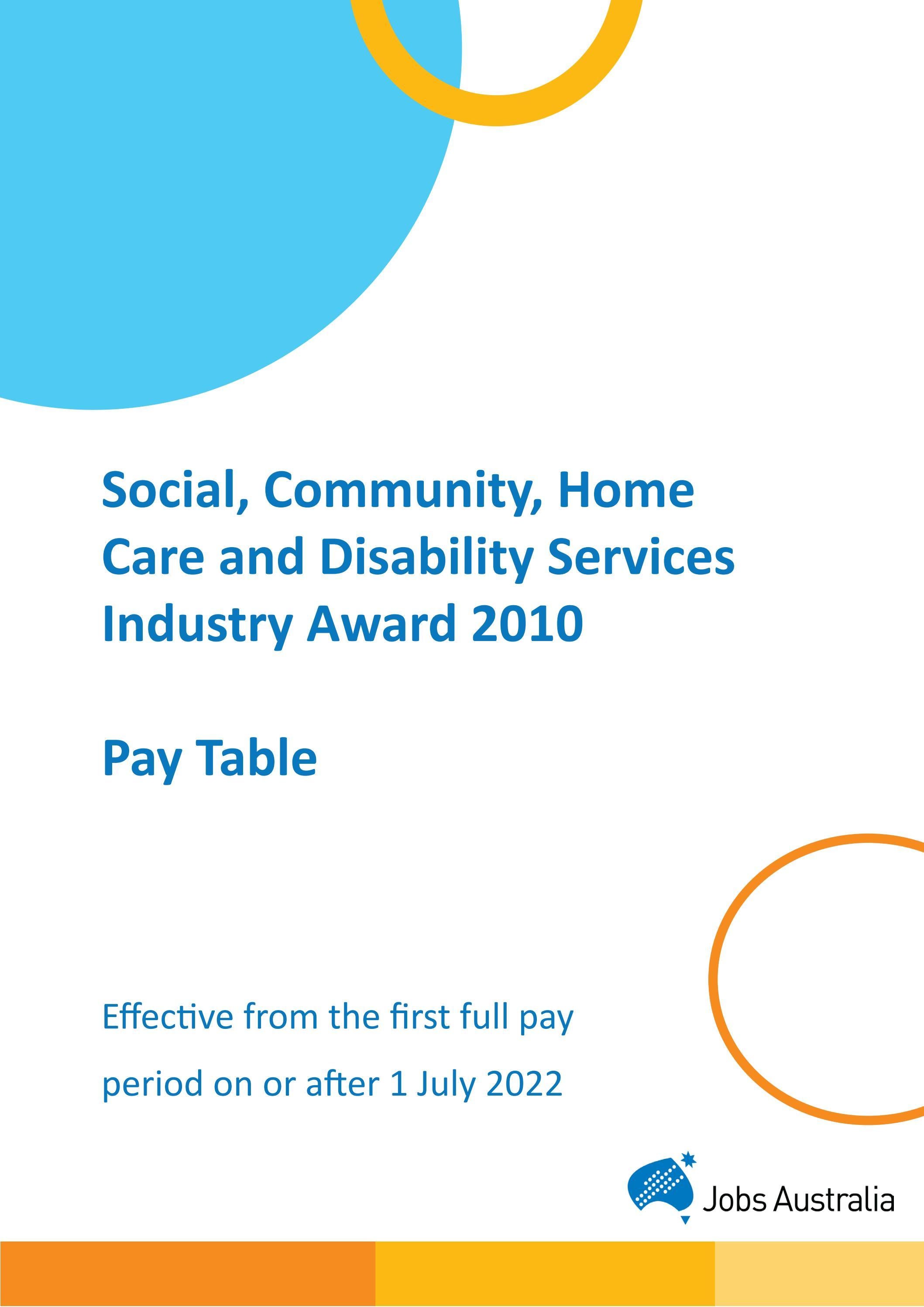 SCHCADS Industry Award Financial Pay Table Jobs Australia By