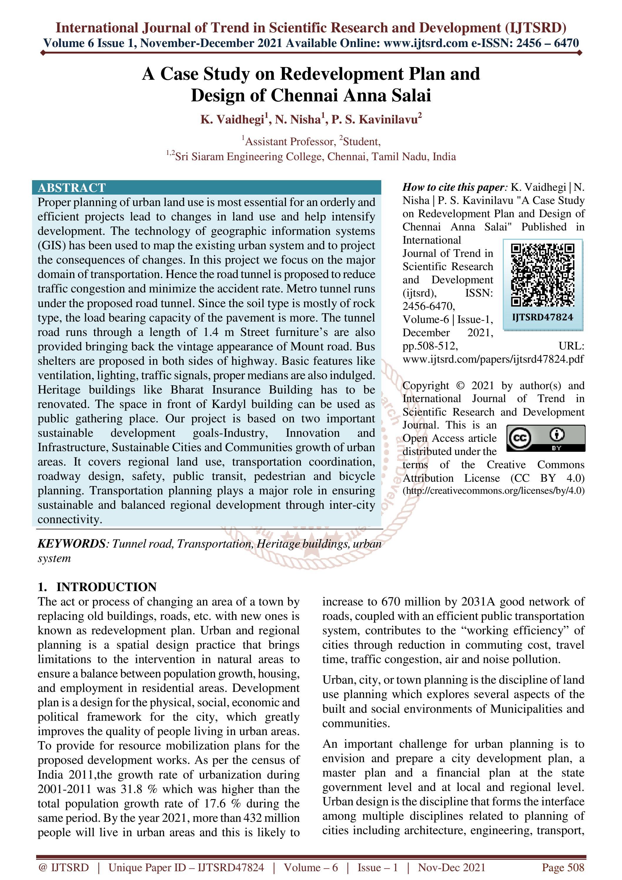 A Case Study on Redevelopment Plan and Design of Chennai Anna Salai by