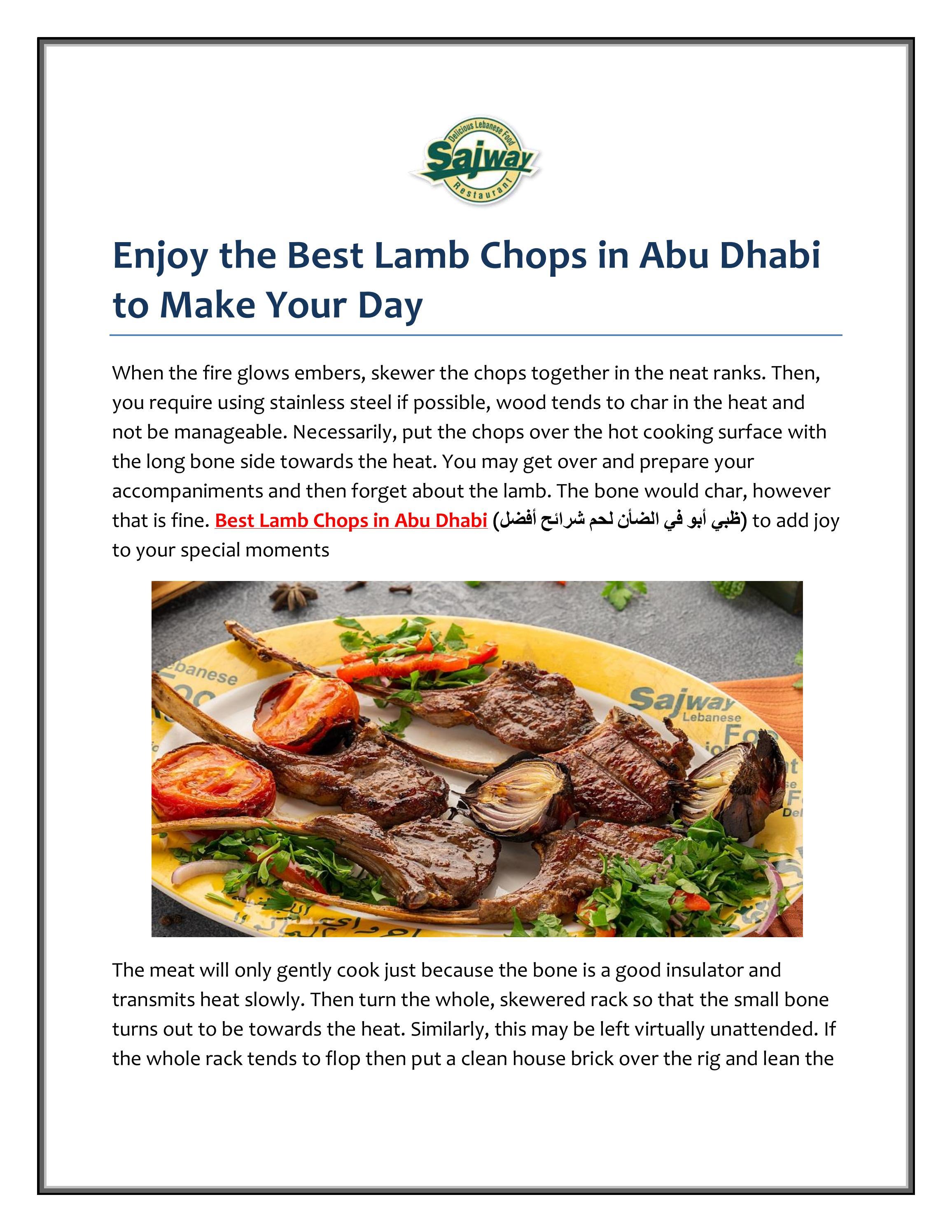 Enjoy the Best Lamb Chops in Abu Dhabi to Make You