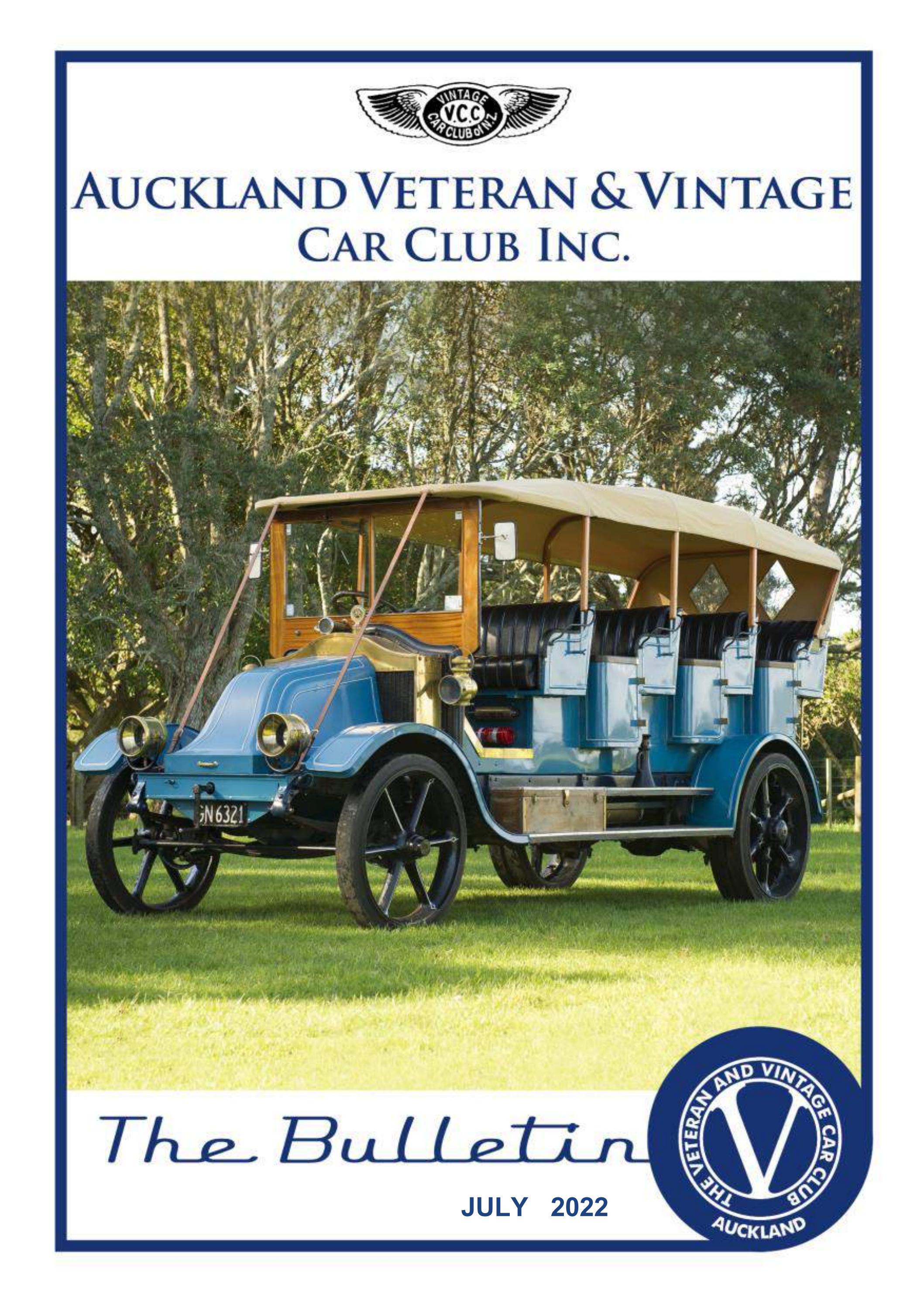 VCC AUCKLAND THE BULLETIN JULY 2022 by Vintage Car Club of New Zealand