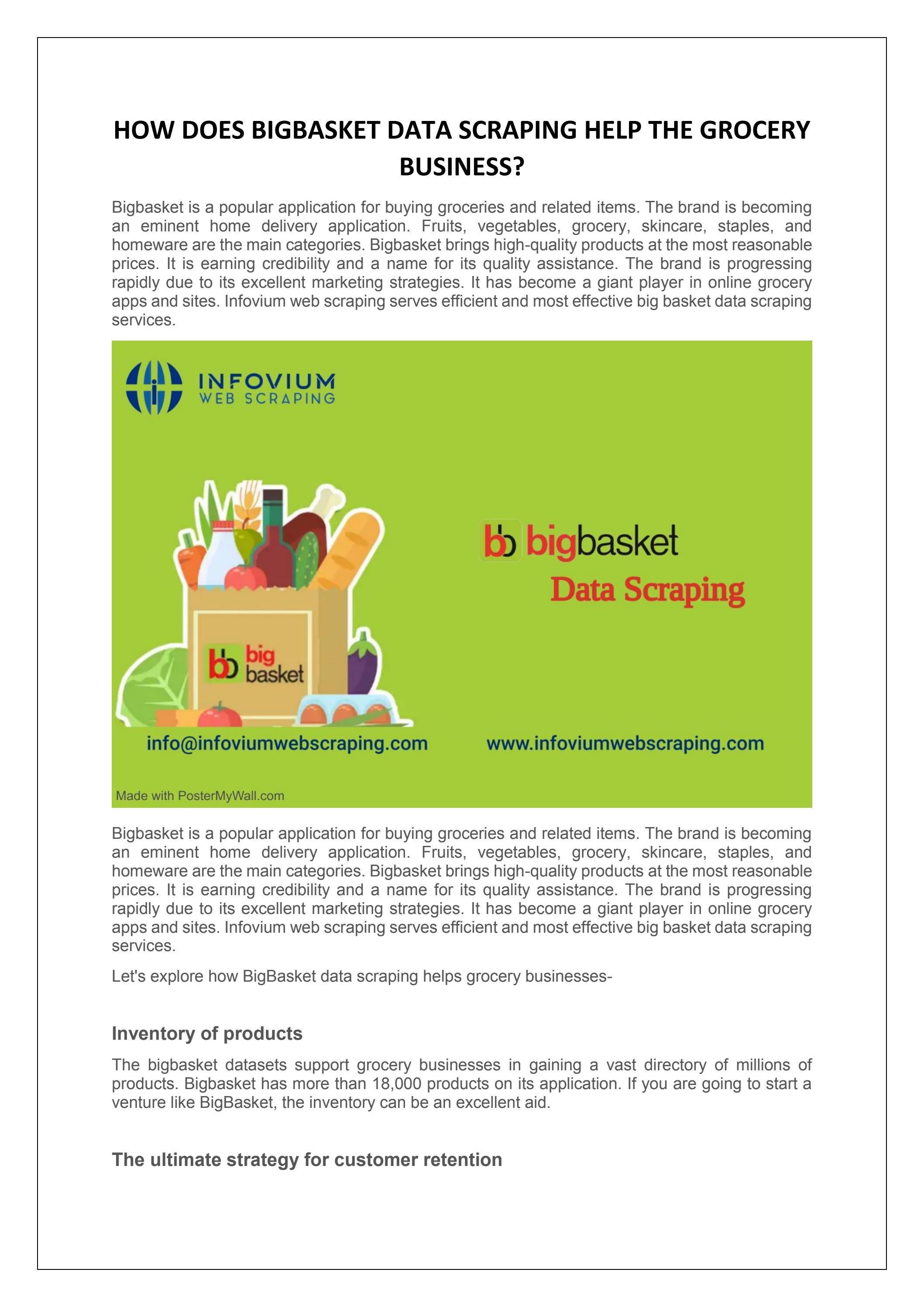 HOW DOES BIGBASKET DATA SCRAPING HELP THE GROCERY BUSINESS? by infovium