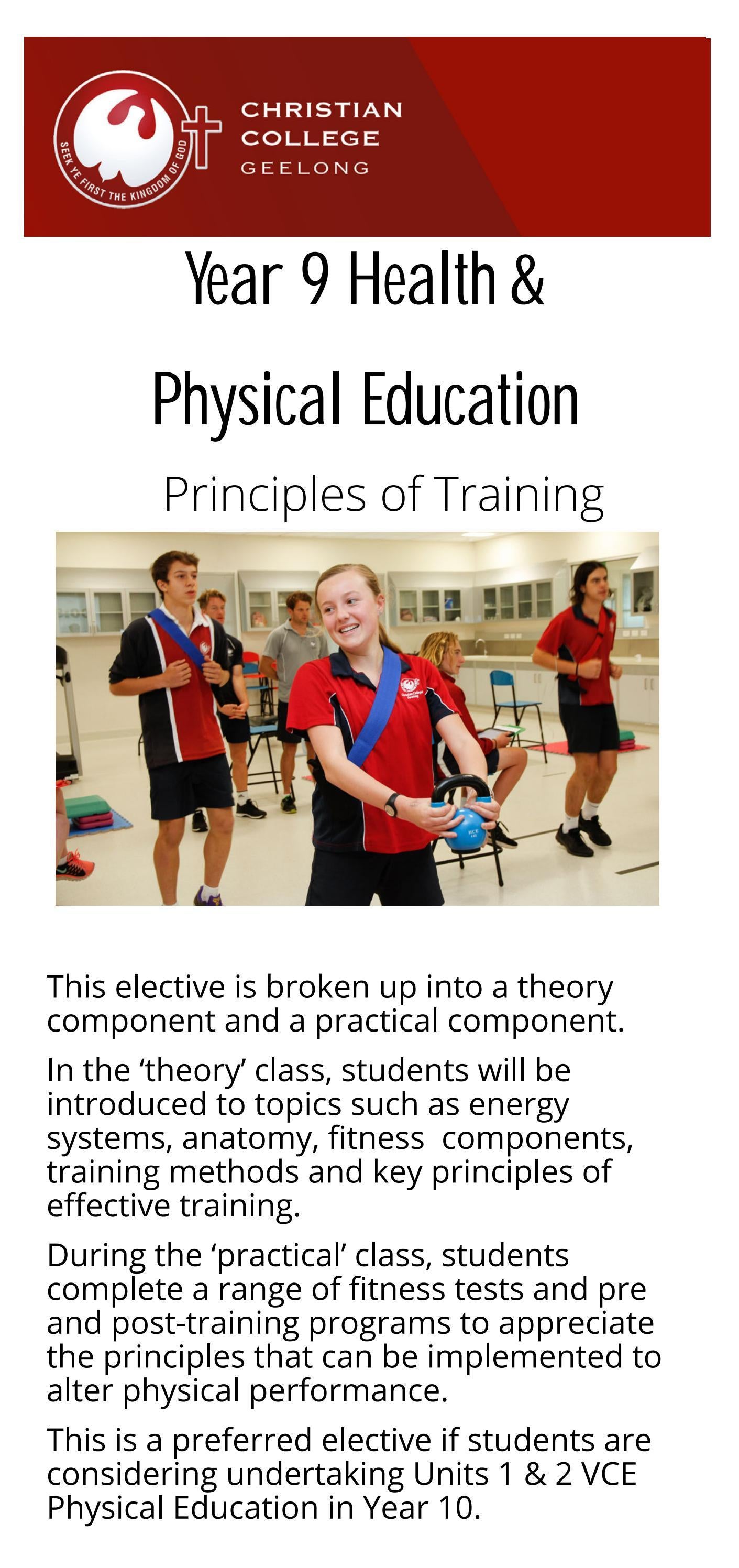 Principles of Training Year 9 by Christian College Geelong Issuu