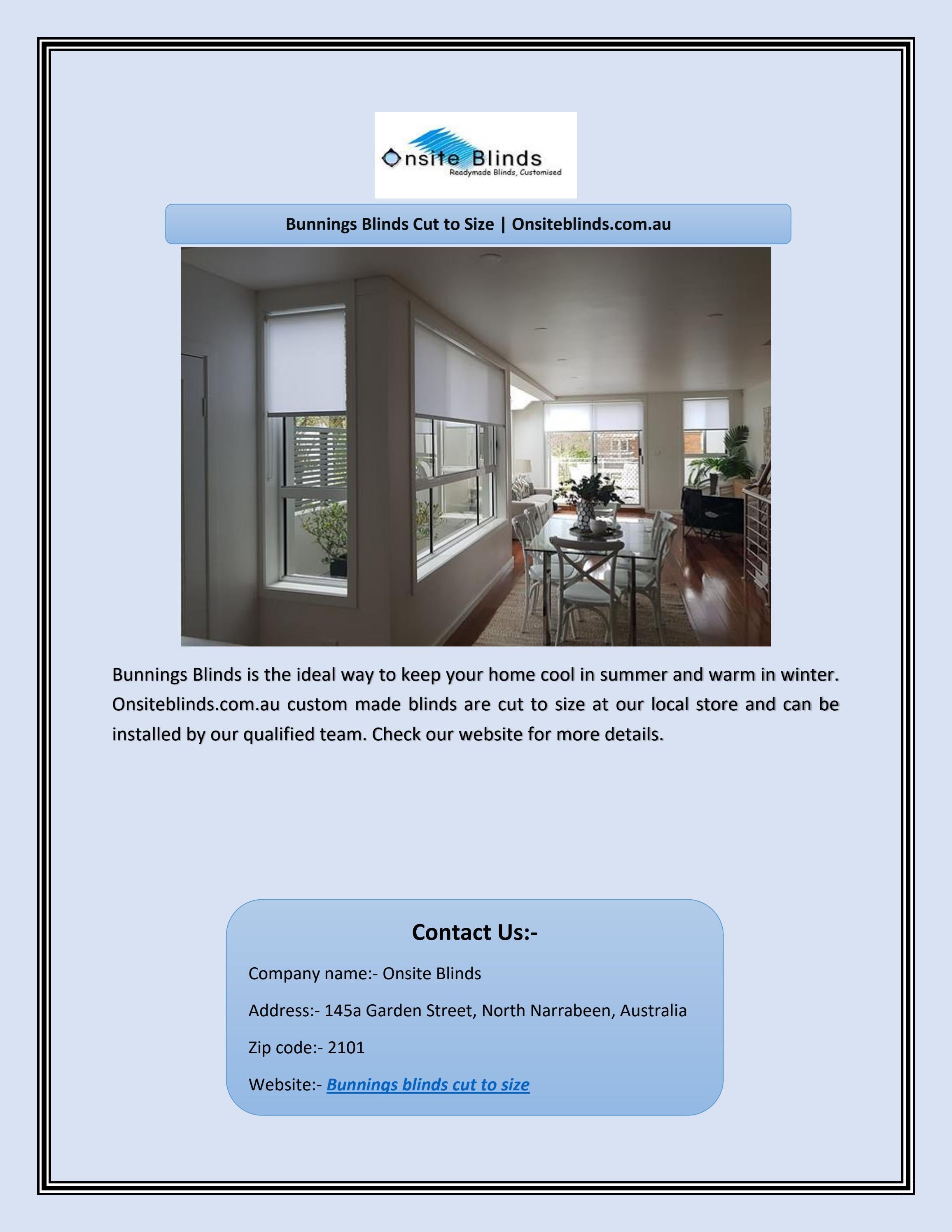 Bunnings Blinds Cut to Size by Onsite Blinds Issuu