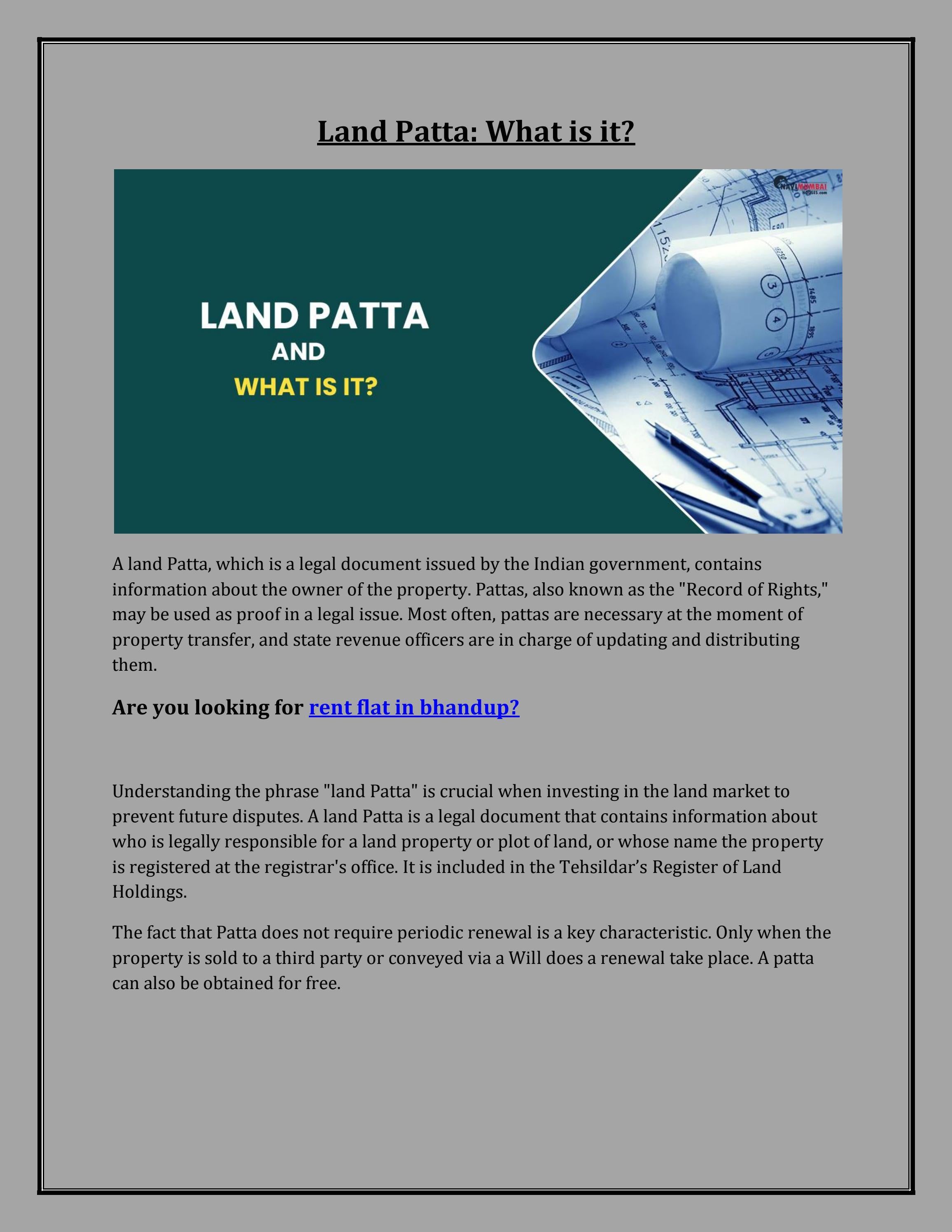Land Patta What is it? by yamuna navimumbaihouses Issuu