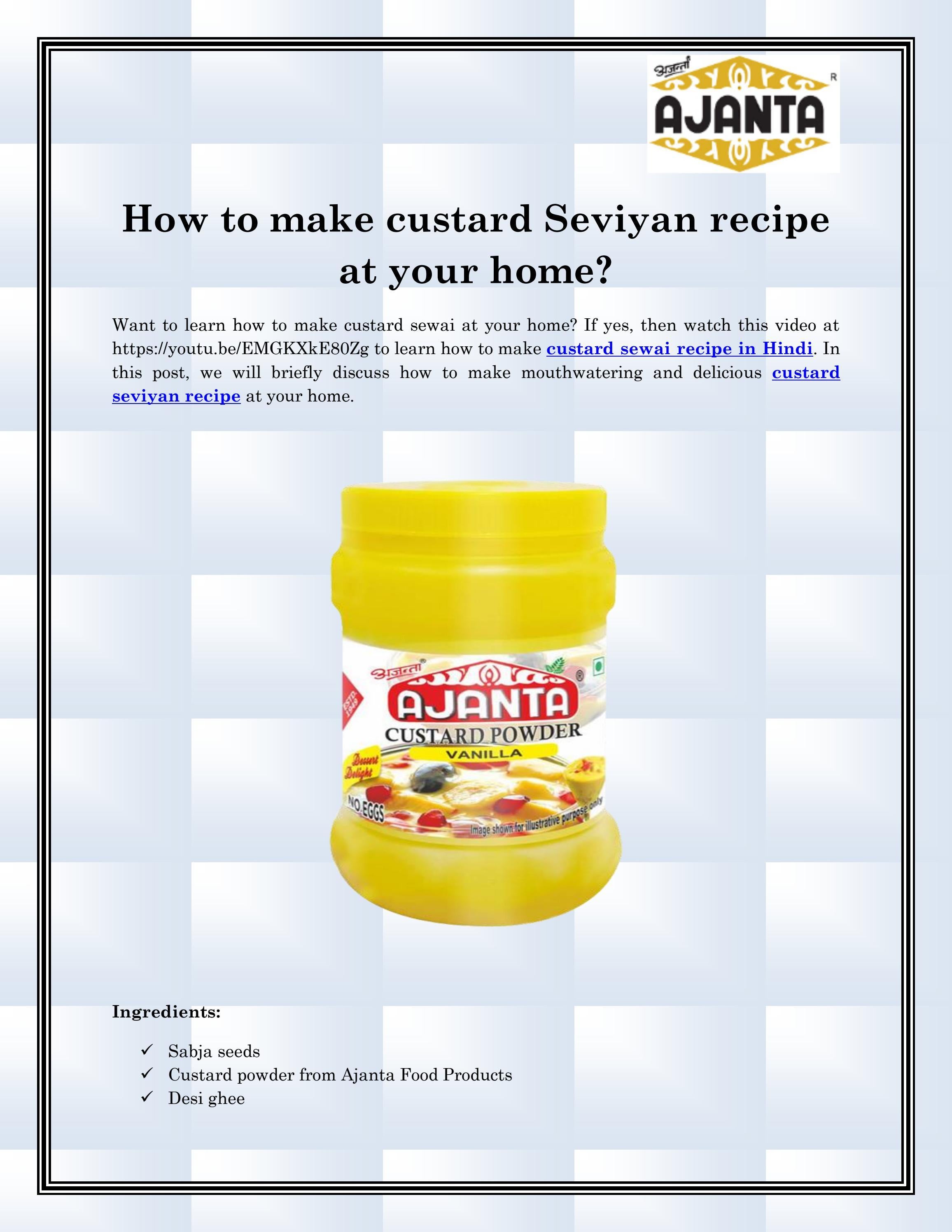 custard sewai recipe in Hindi by ajantafood Issuu