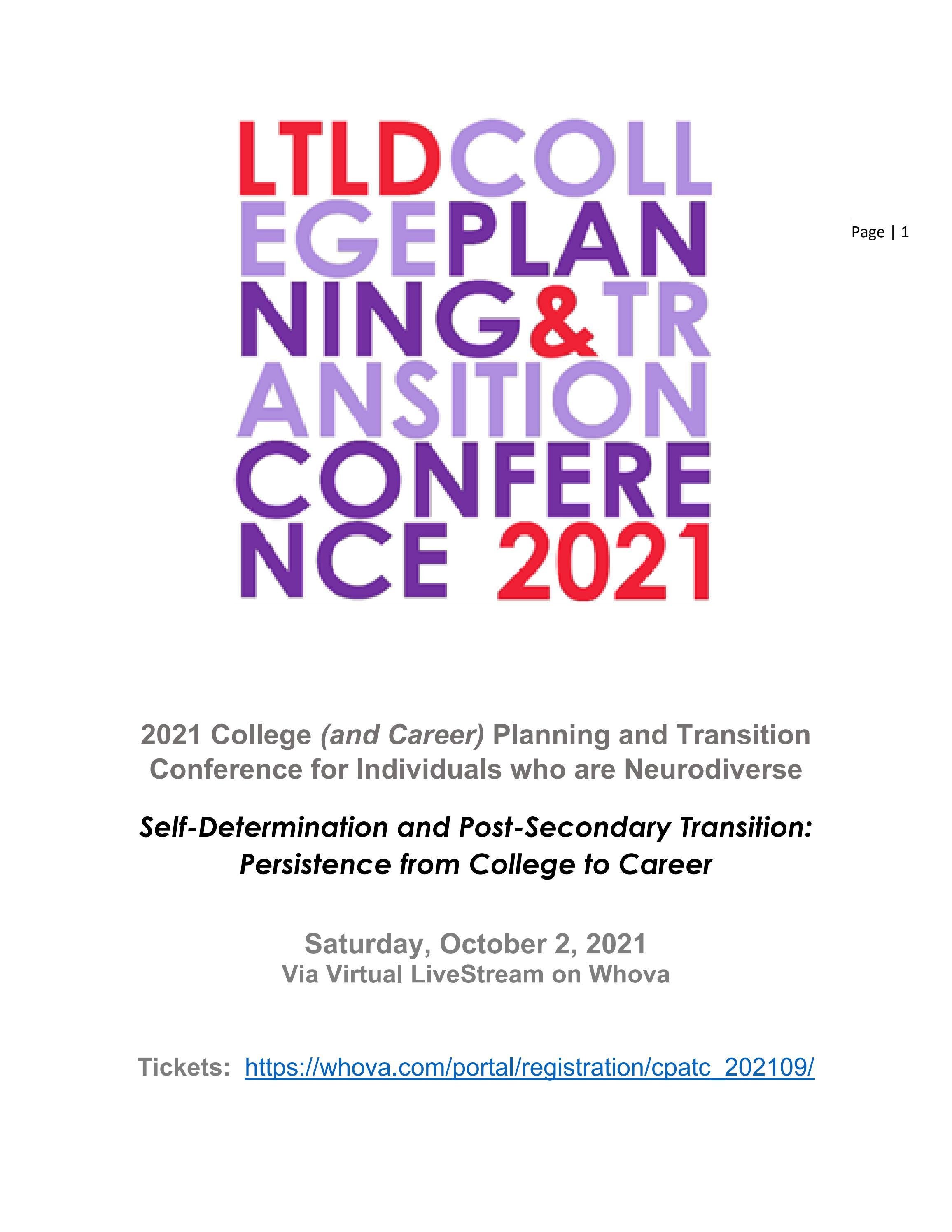 2021 College Planning & Transition Conference for Neurodivergent ...
