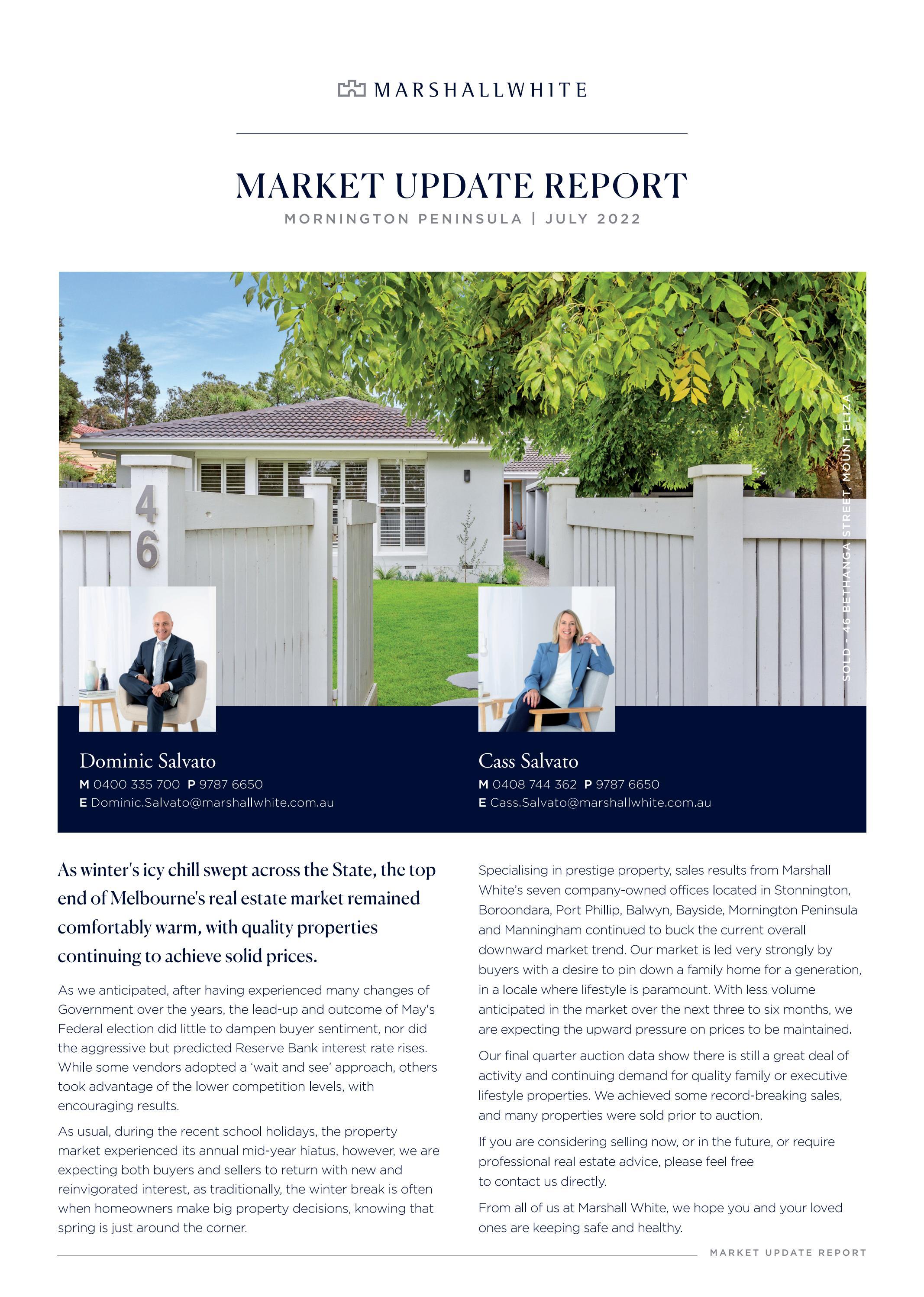 Property Market Update Report Dominic Salvato & Cass Salvato