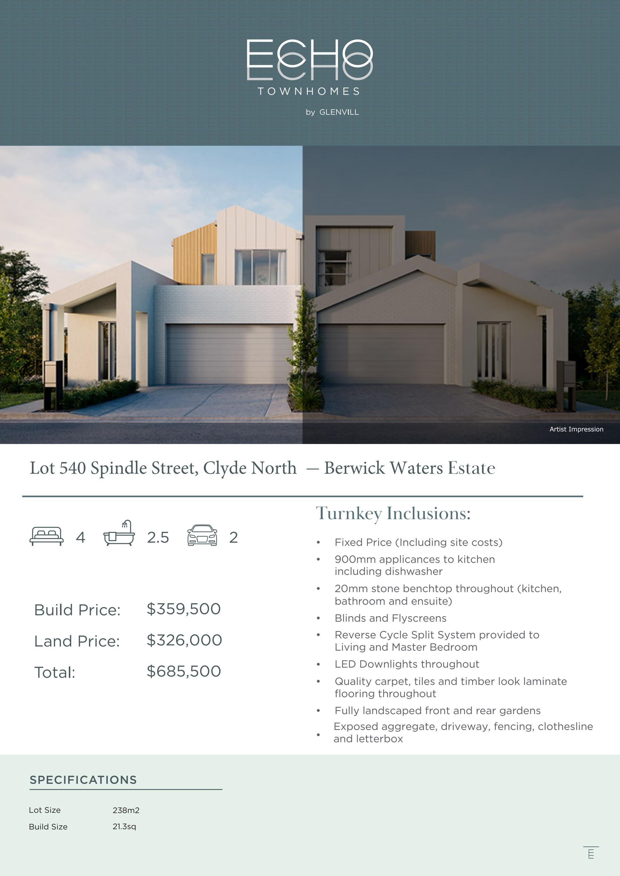 Berwick Waters Arcadia Townhomes Lot 540 by Frasers Property