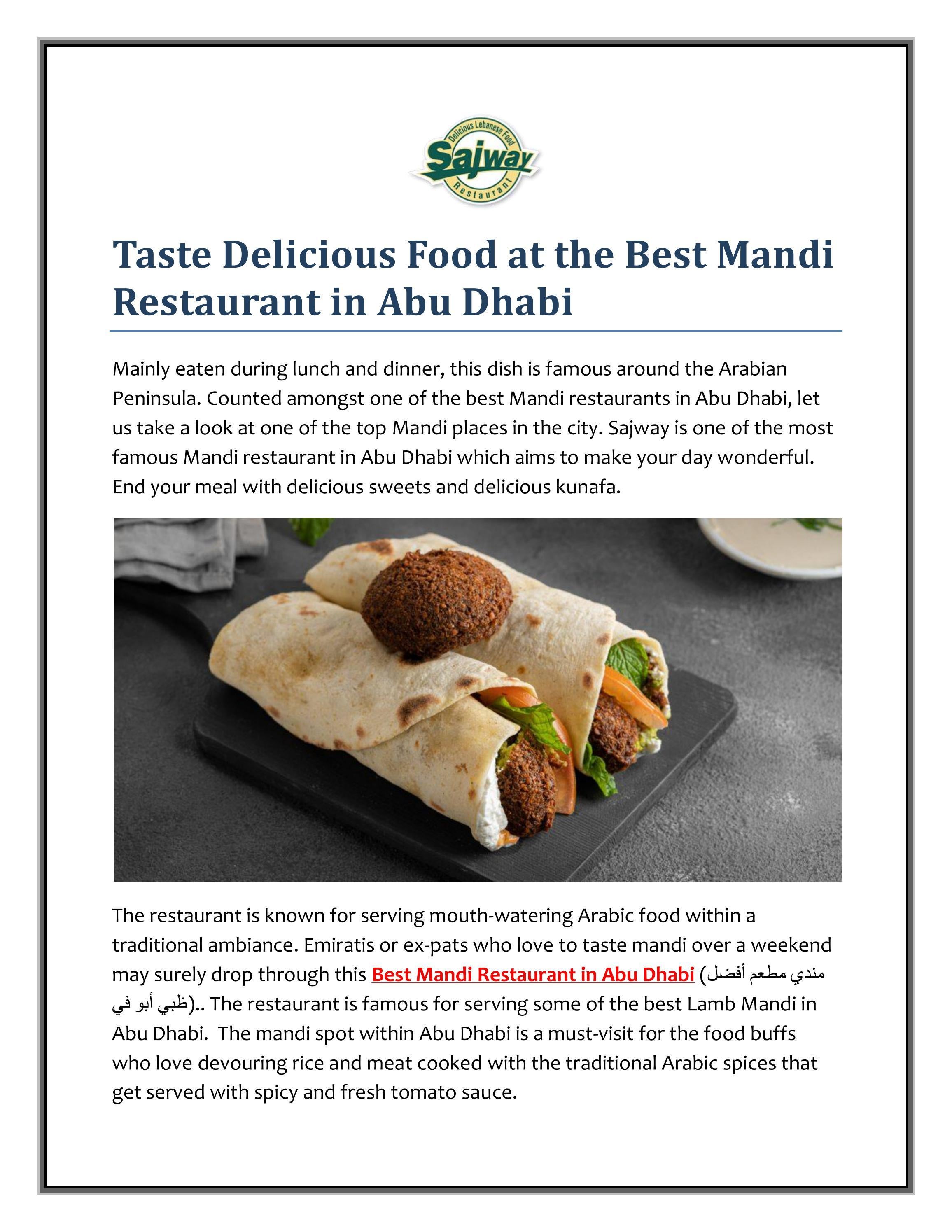 Taste Delicious Food at the Best Mandi Restaurant 