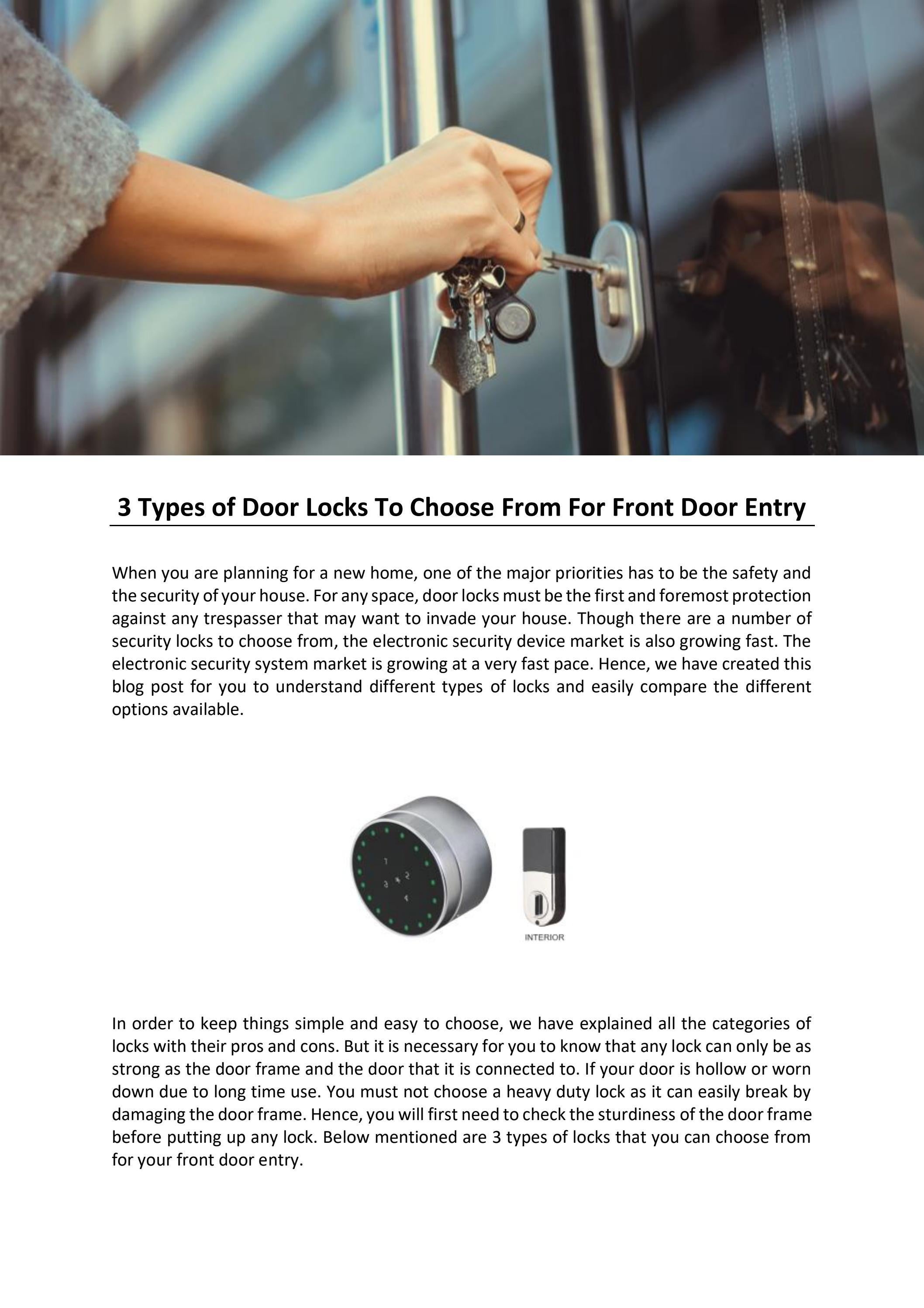 3 Types of Door Locks To Choose From For Front Door Entry by Park