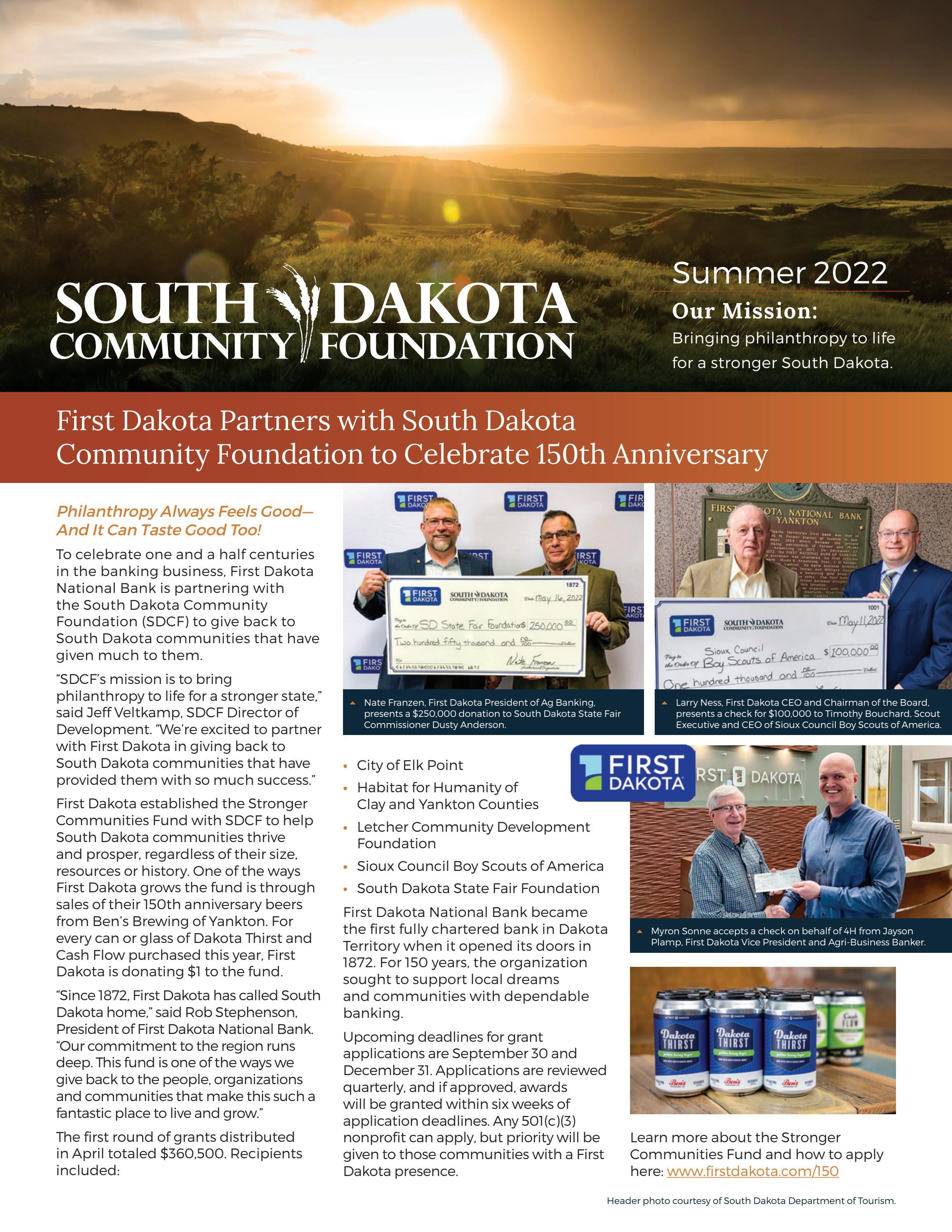 SDCF Summer 2022 Newsletter by South Dakota Community Foundation Issuu