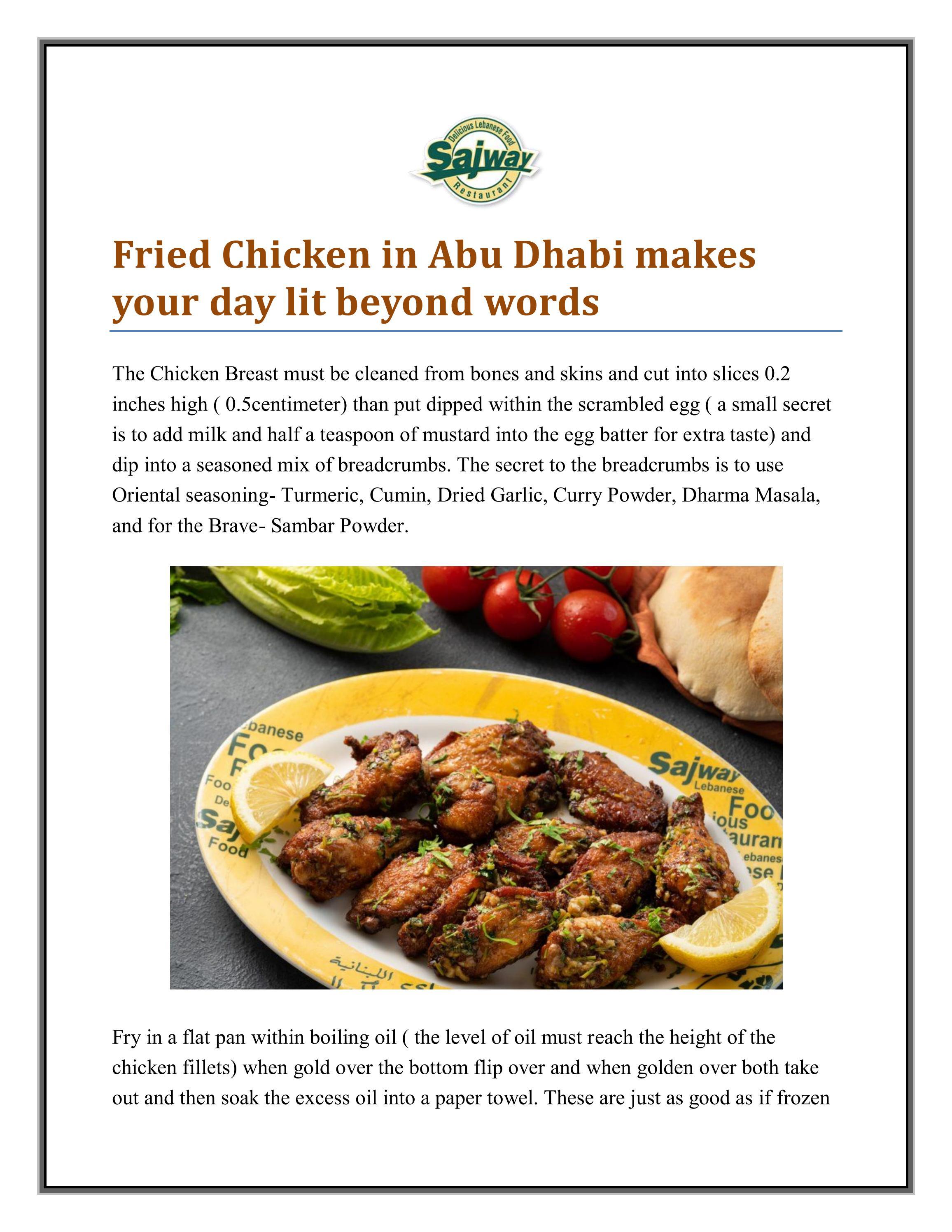 Fried Chicken in Abu Dhabi makes your day lit beyo