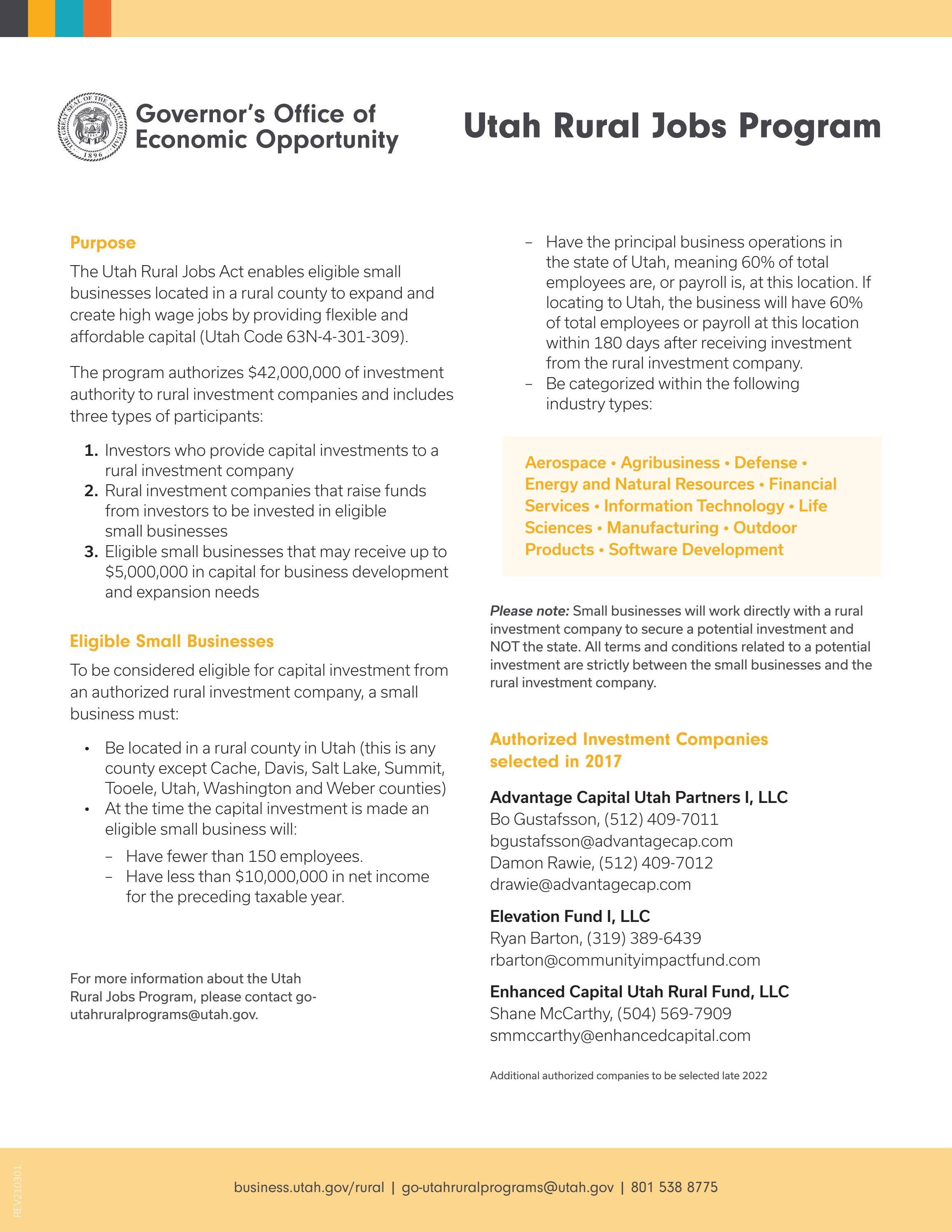 Utah Rural Jobs Program by Utah Governor's Office of Economic