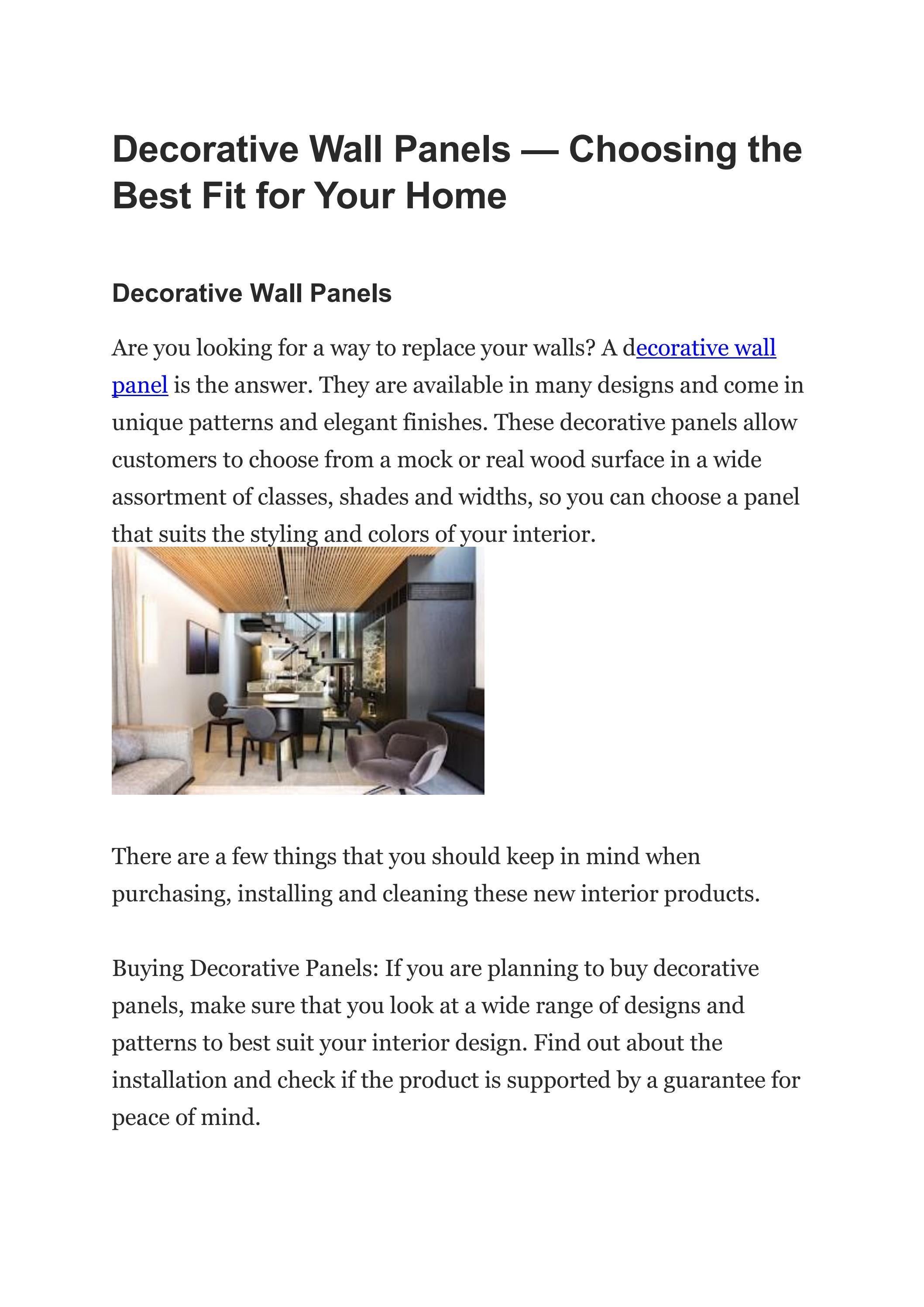 Decorative Wall Panels — Choosing the Best Fit for Your Home by Newage