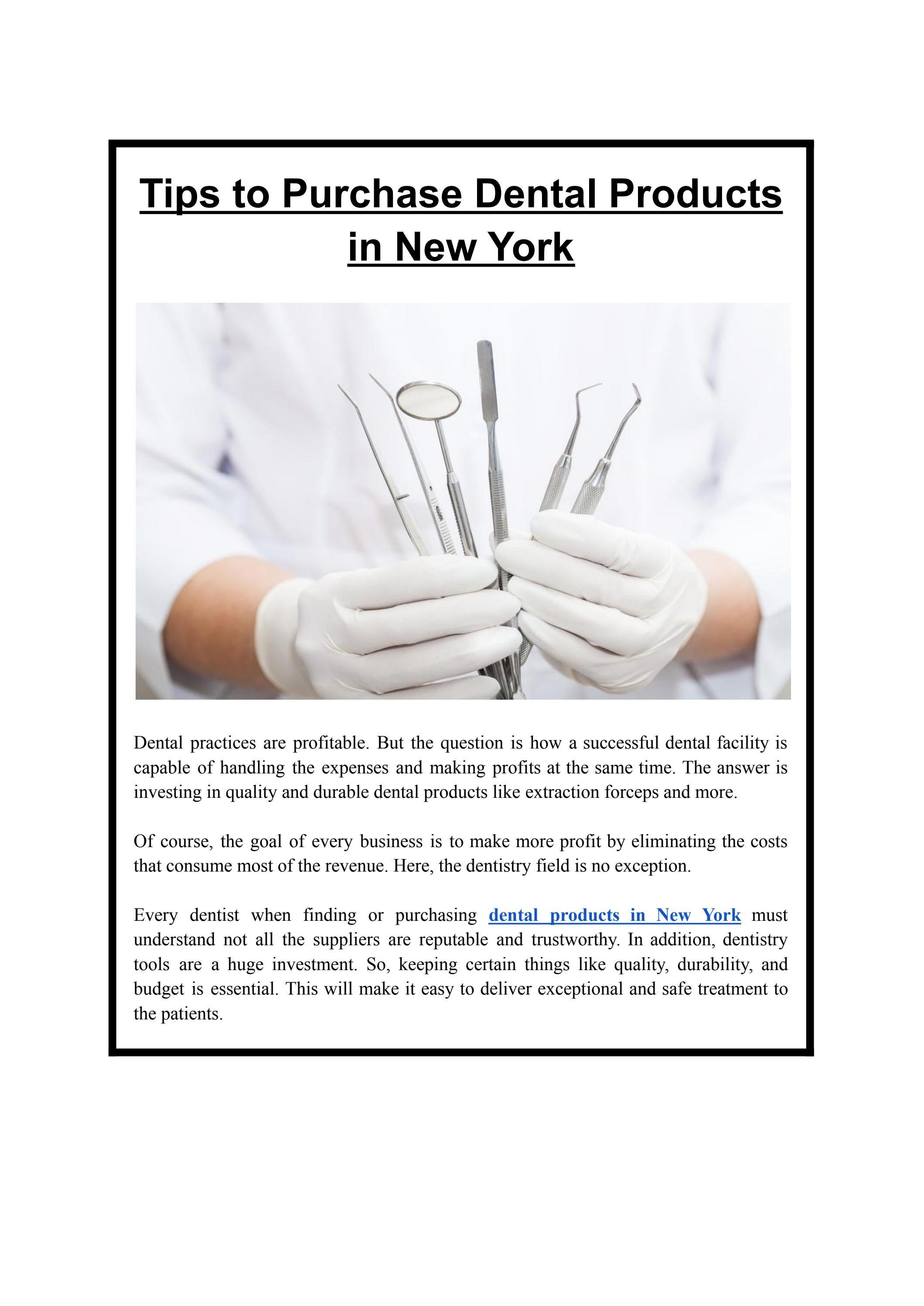 How to Purchase Dental Products in New York by TBS Dental Issuu