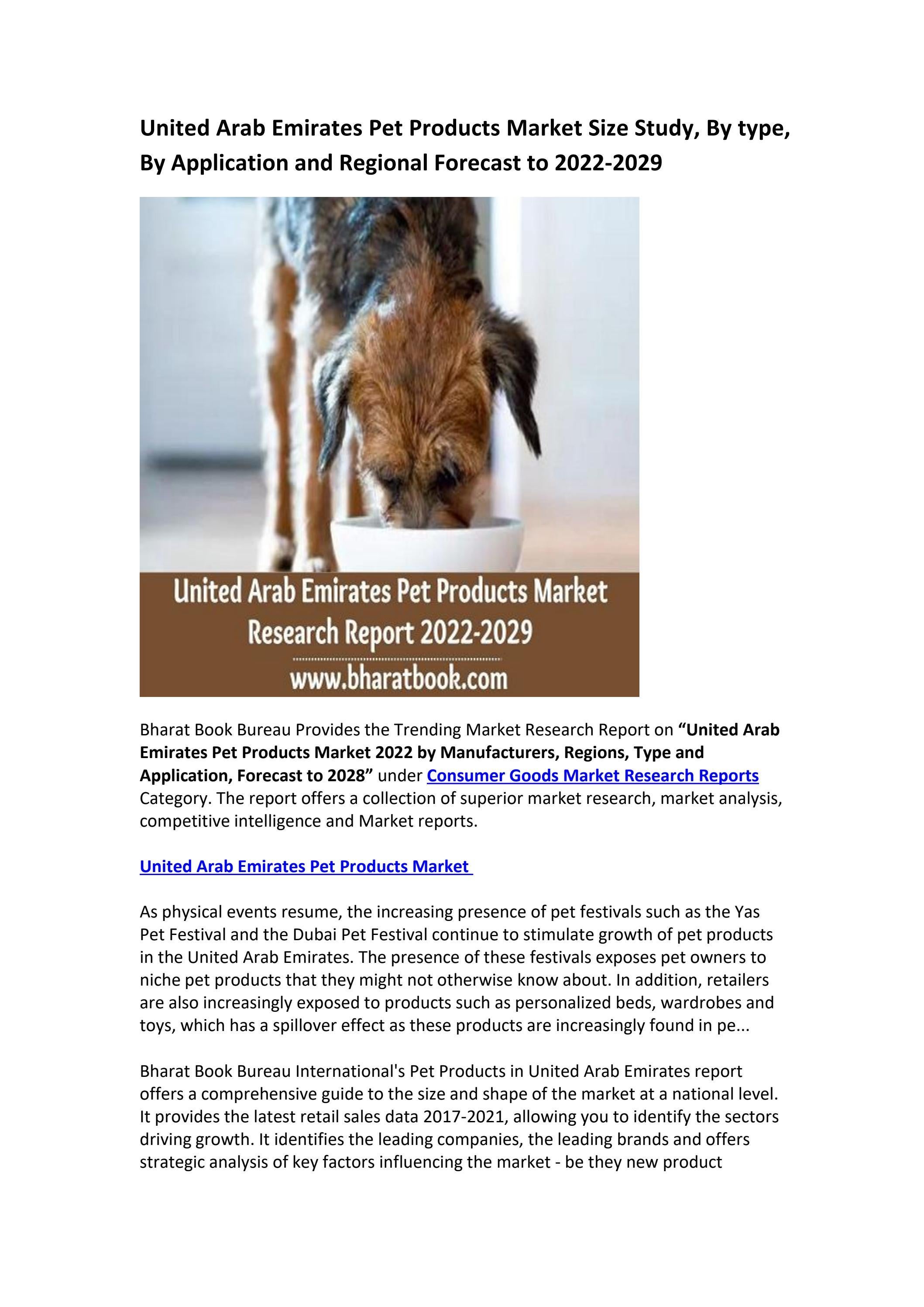 United Arab Emirates Pet Products Market Research Report 20222029 by