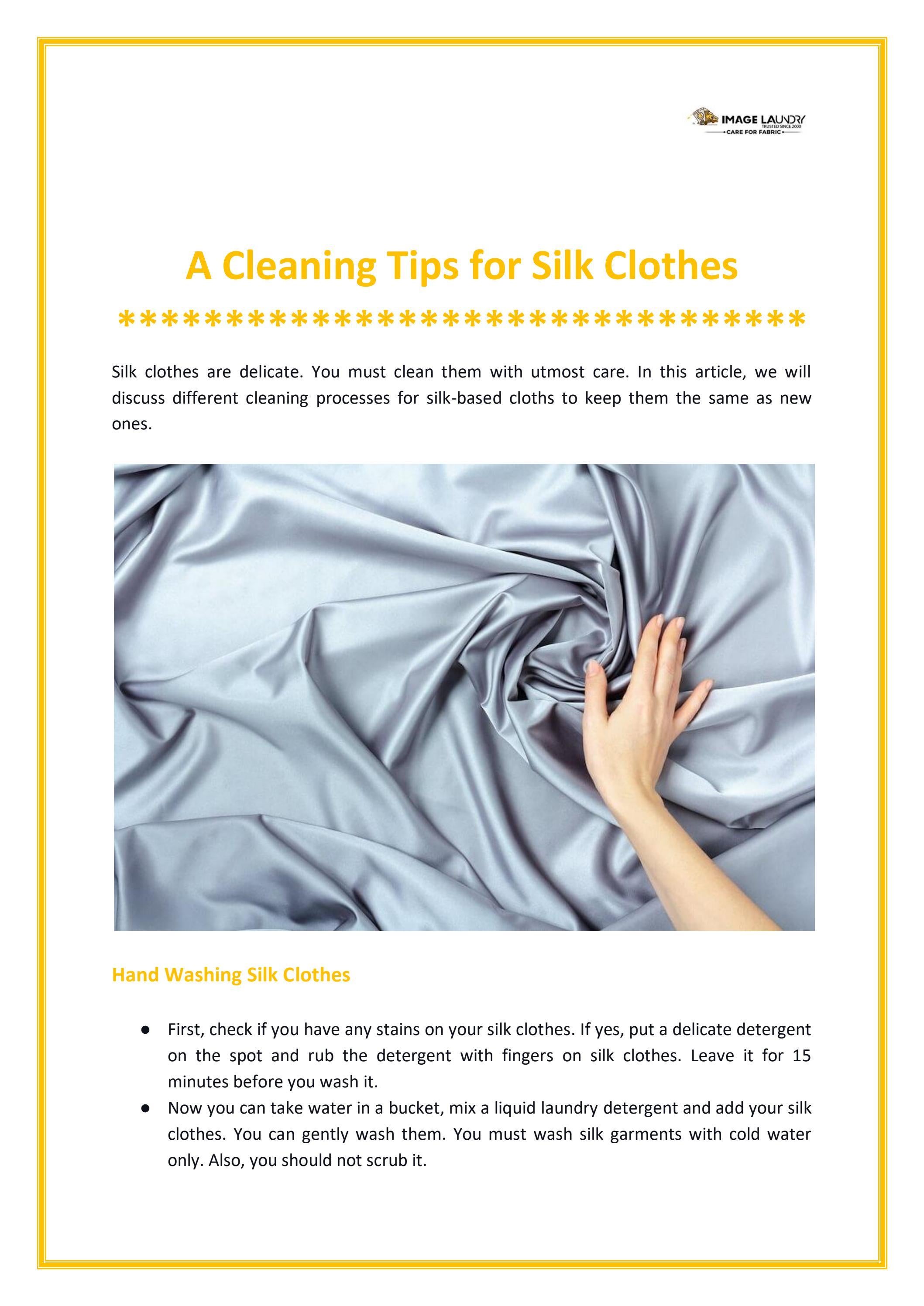 A Cleaning Tips for Silk Clothes by Image Laundry Issuu