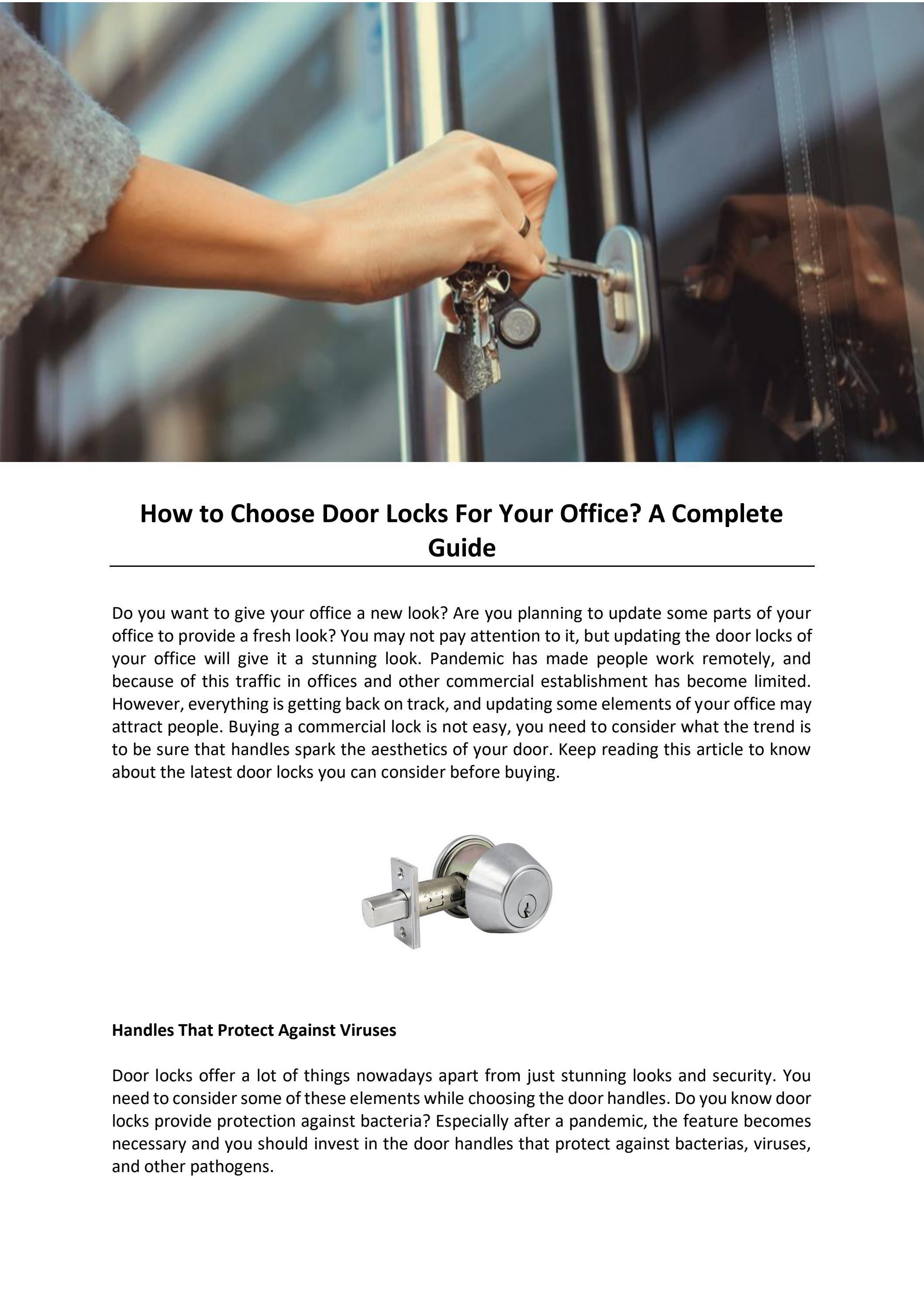How to Choose Door Locks For Your Office? A Complete Guide by Park