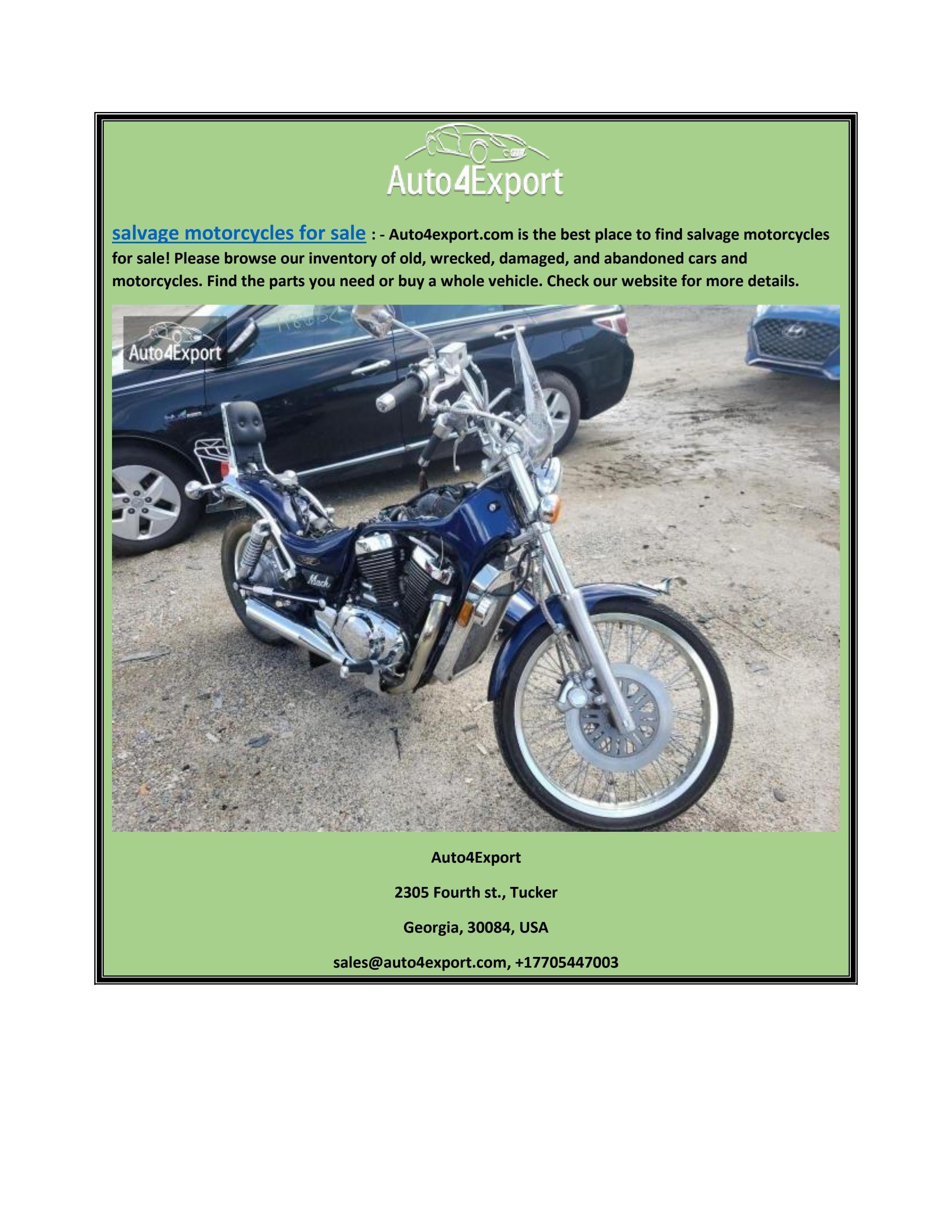 Salvage Motorcycles for Sale by Auto4 Export Issuu