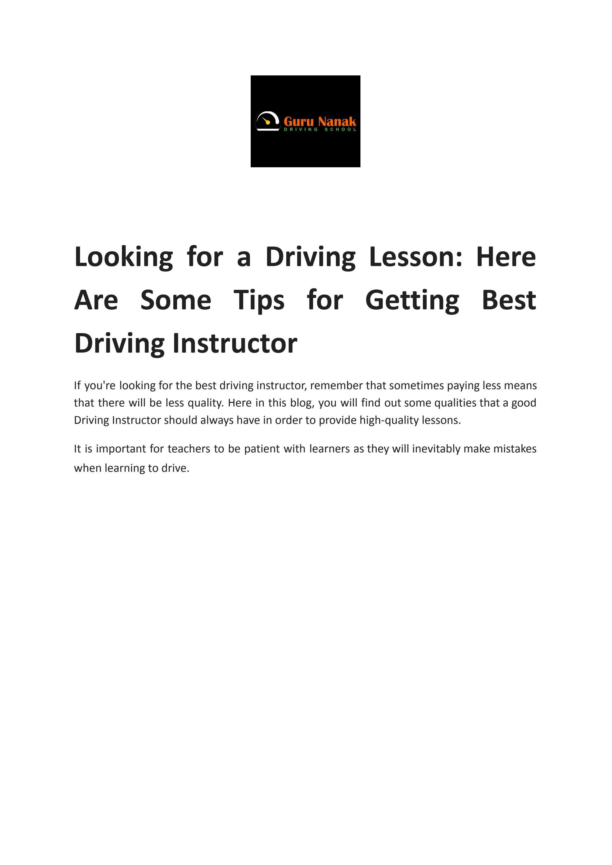 Looking For A Driving Lesson Here Are Some Tips For Getting Best