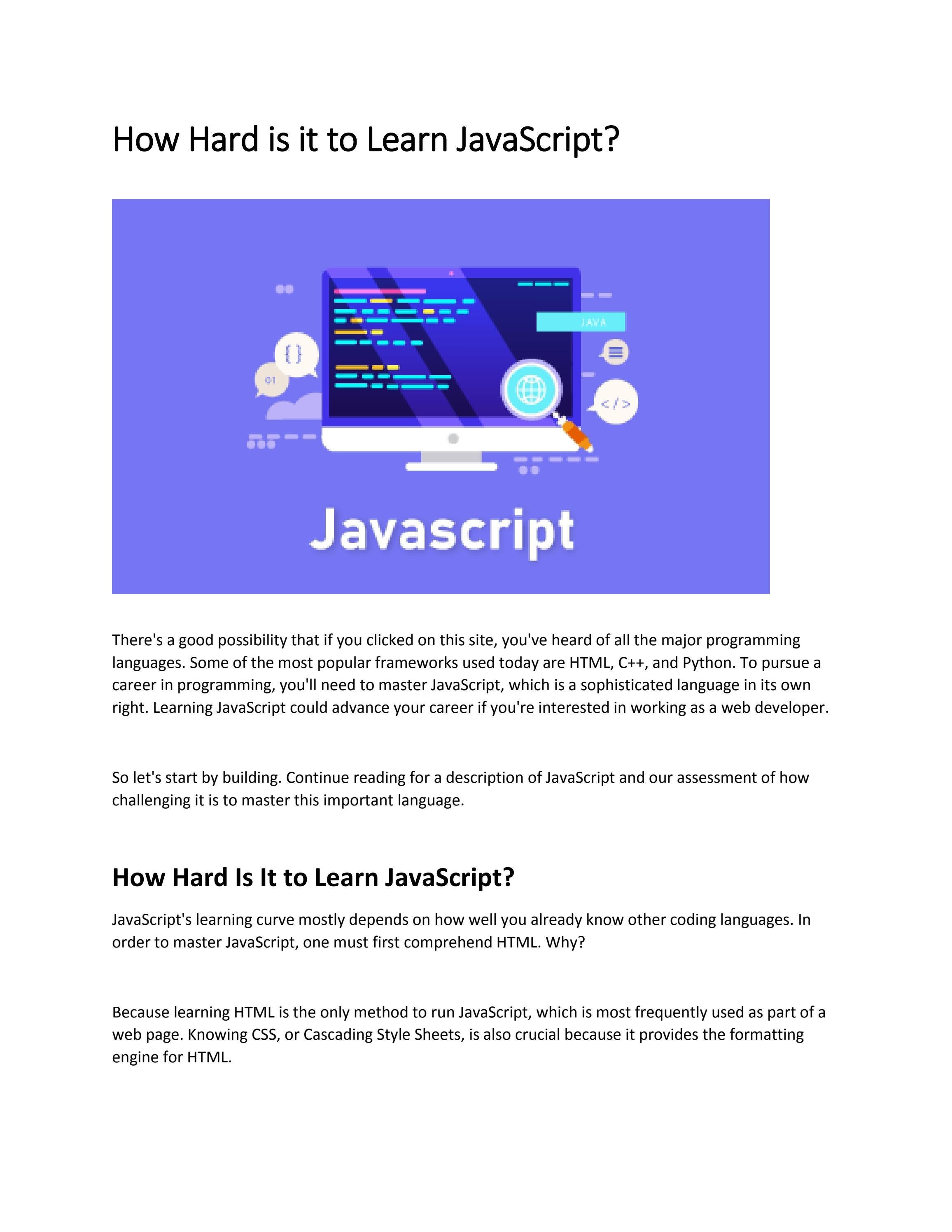 How hard is it to learn JavaScript? by itcareer - Issuu