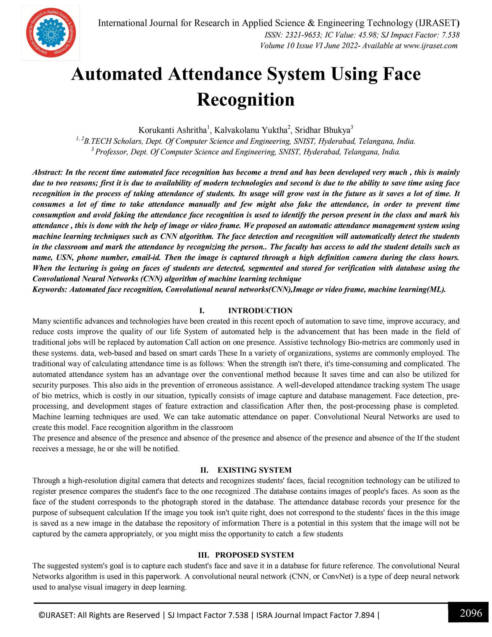 Automated Attendance System Using Face Recognition by IJRASET - Issuu