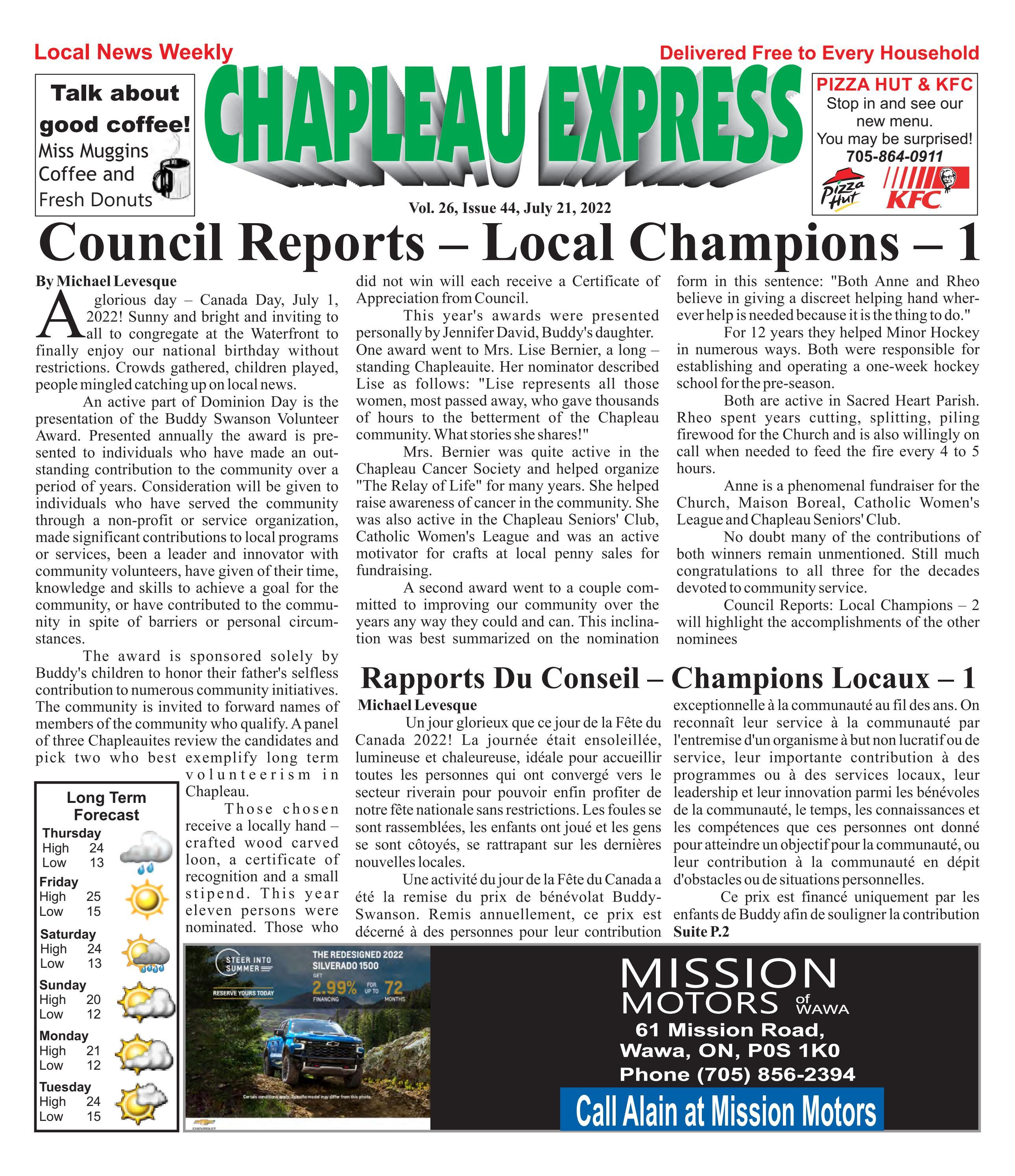 07212022 July 21 2022 by The Chapleau Express Issuu