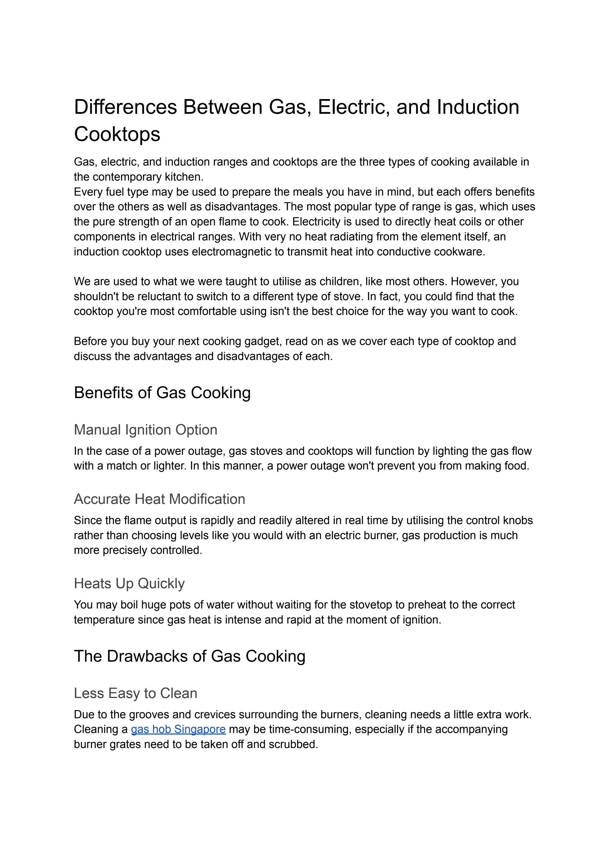 Differences Between Gas, Electric, and Induction Cooktops by