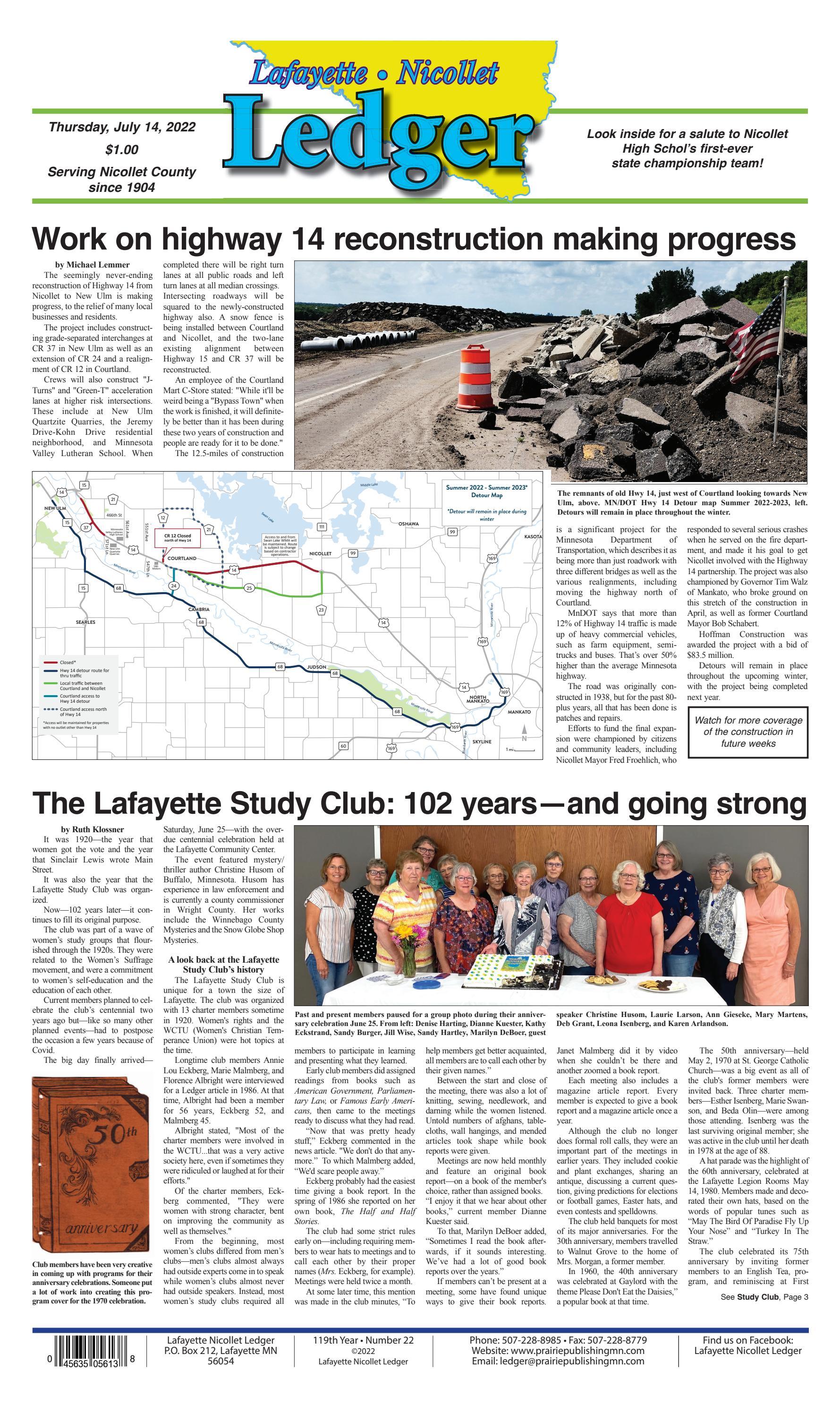Lafayette Nicollet Ledger EEdition July 14, 2022 by Nicollet County