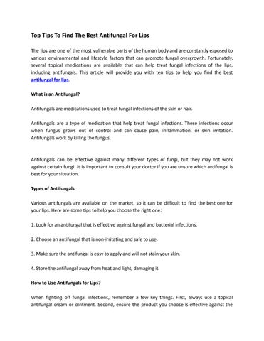 Top Tips To Find The Best Antifungal For Lips by ketomacchd Issuu