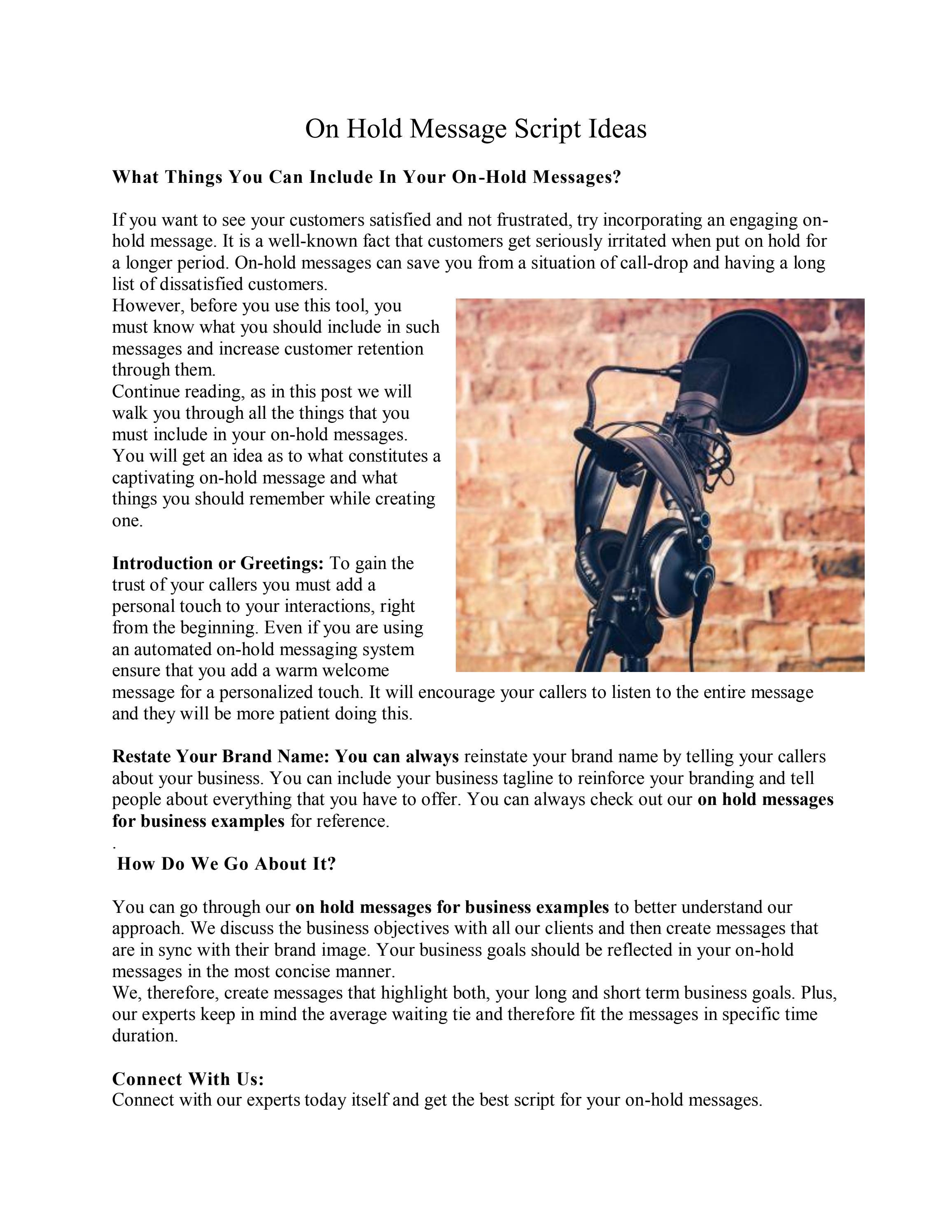Why You Should Write On Hold Messages? – JPUOYG