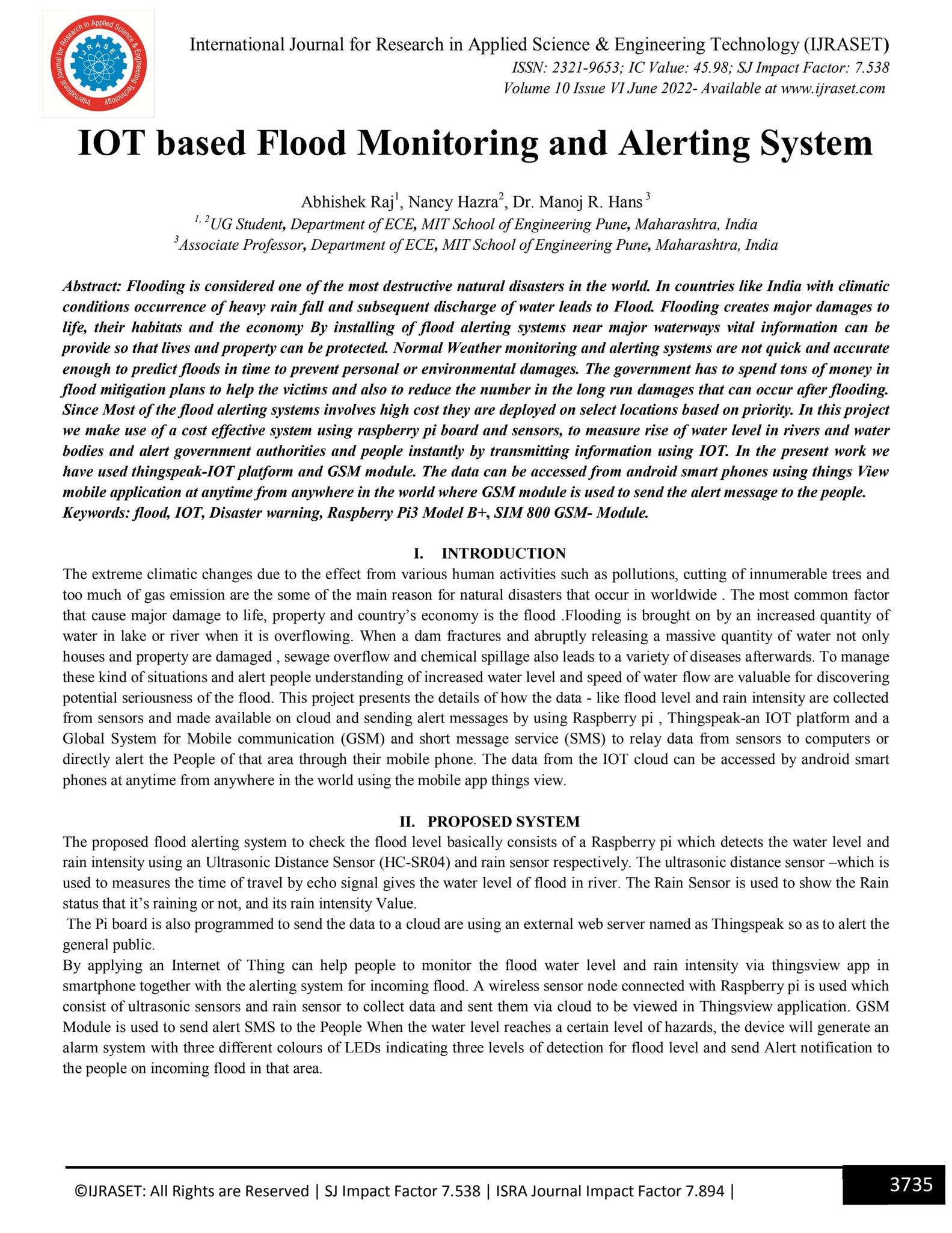 IOT based Flood Monitoring and Alerting System by IJRASET - Issuu