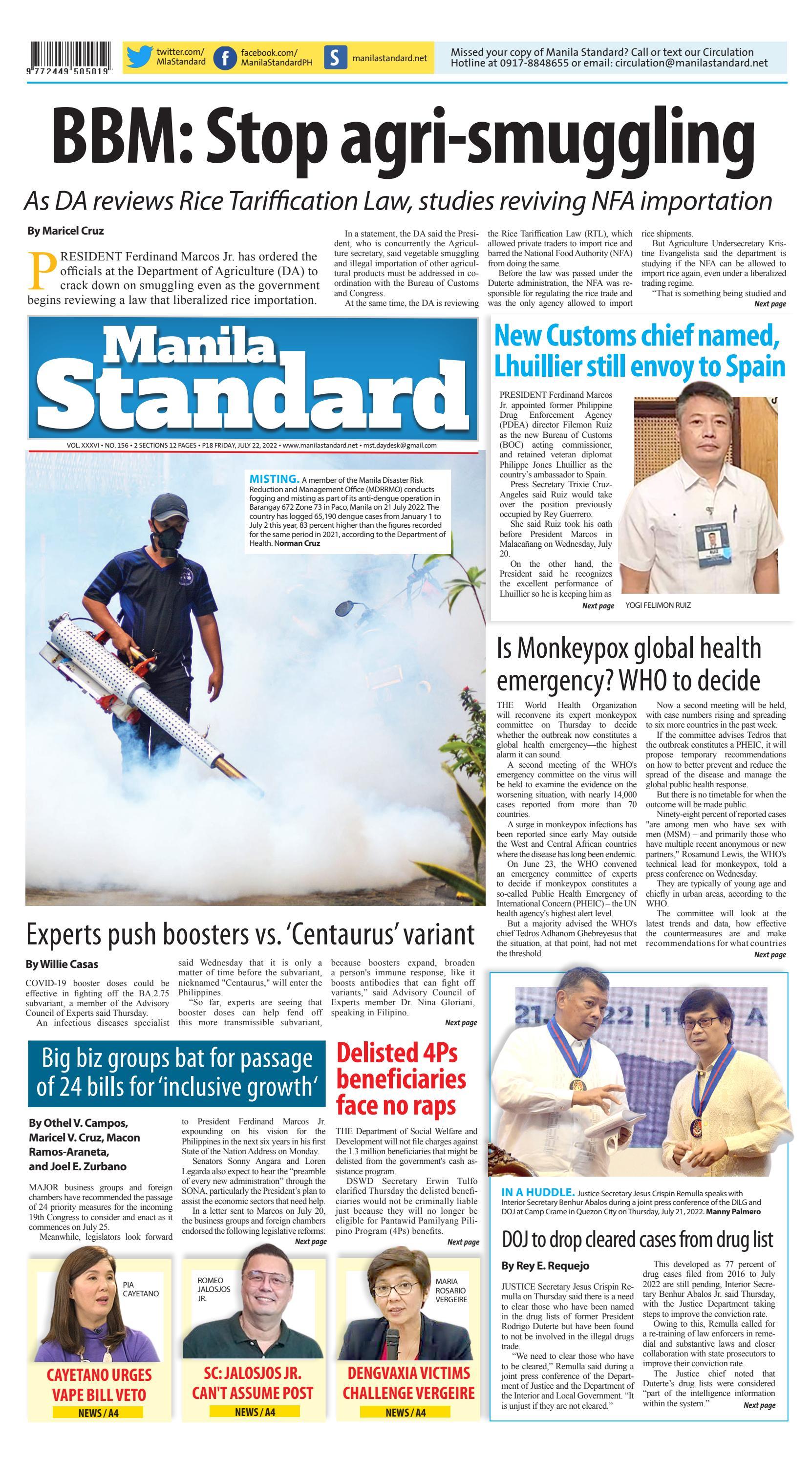 Manila Standard - 2022 July 22