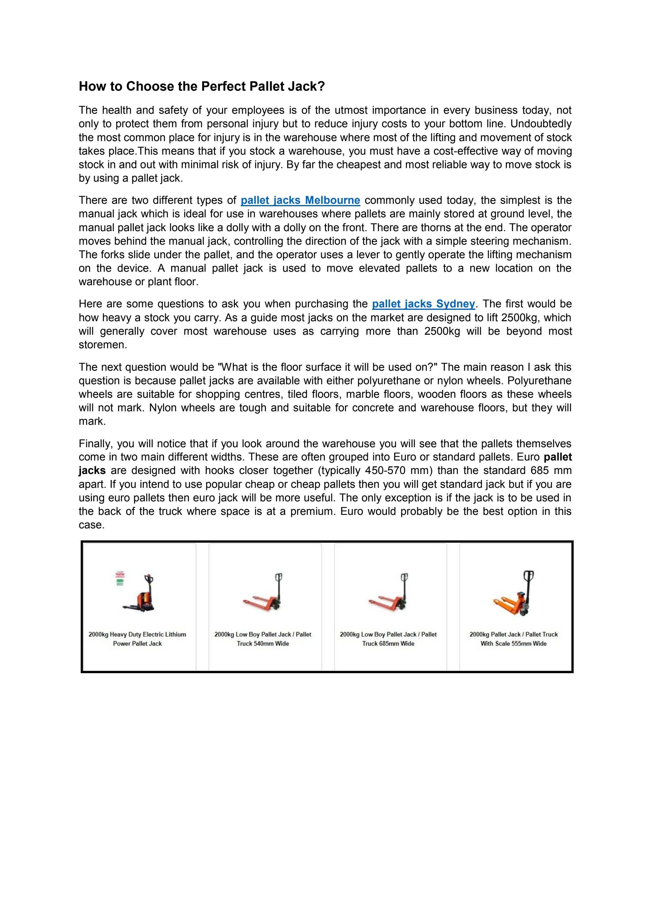 How to Choose the Perfect Pallet Jack? by palletjacks Issuu