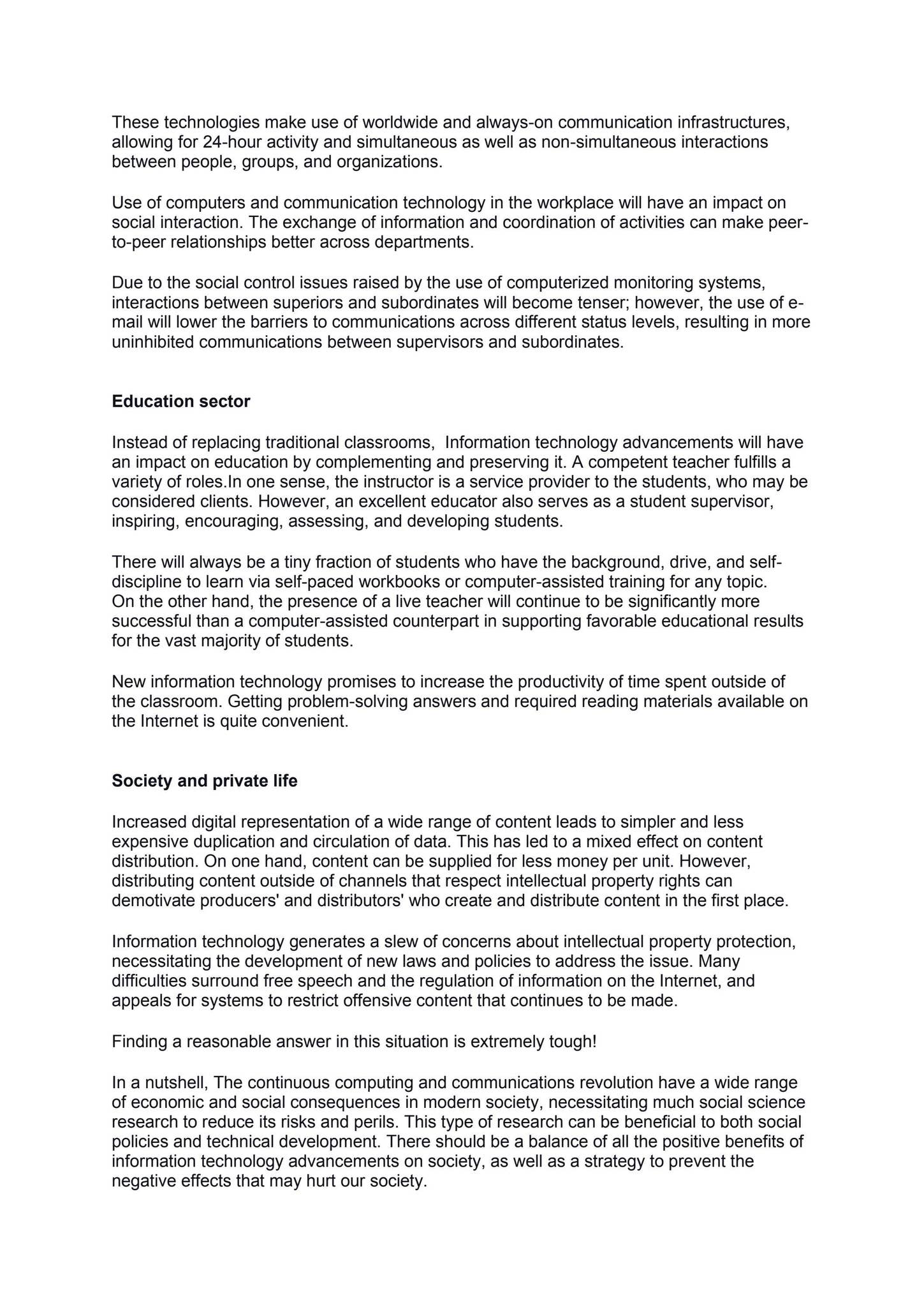 Impacts of Information Technology on Society in The New Century by ...