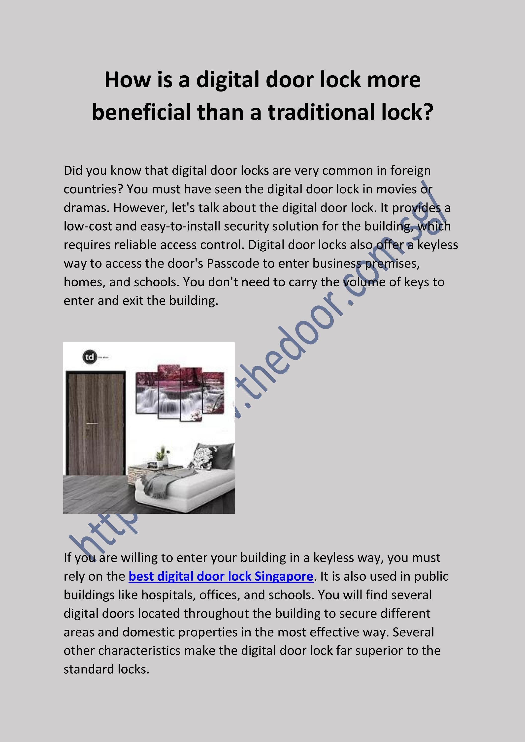 How is a Digital Door Lock More Beneficial Than a Traditional Lock? by