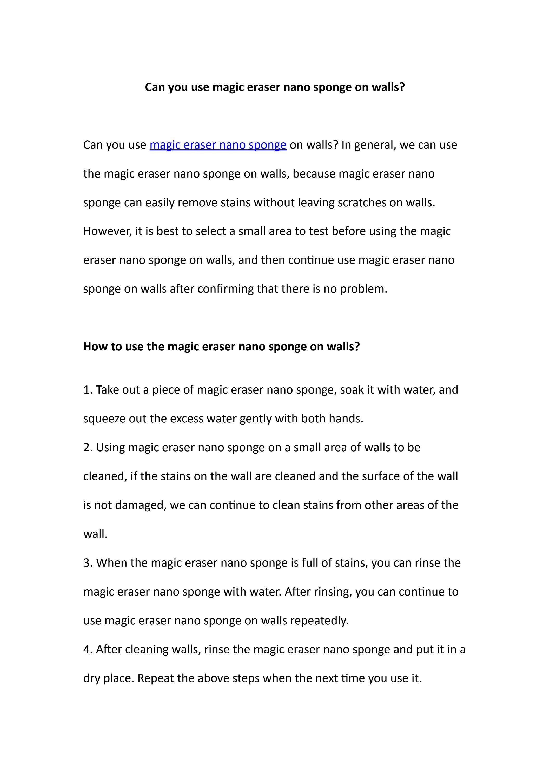 Can you use magic eraser nano spoges on walls? by Endamelaminefoam Issuu